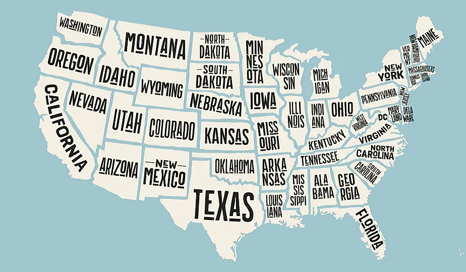 The contiguous United States consists of 48 states and the federal district.