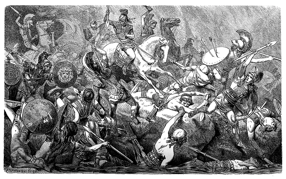 Downfall of the Athenians during the Peloponnesian War stock illustration