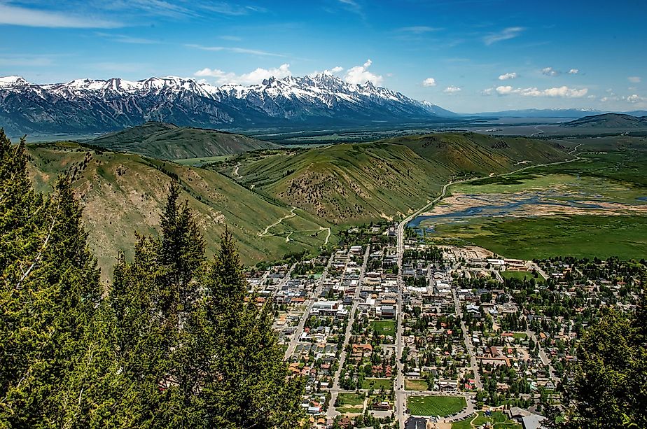 Aerial view of Jackson, Wyoming. Via Adobestock / Betty Rong