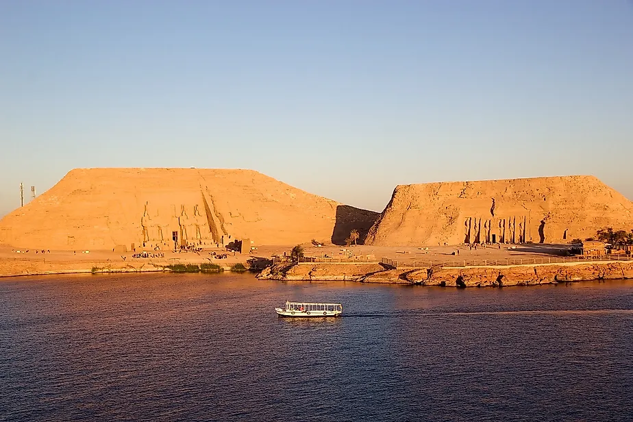 The Great Temple of Ramses II and the Small Temple of Nefertari in the villlage of Abu Simbel in Nubia, Egypt.