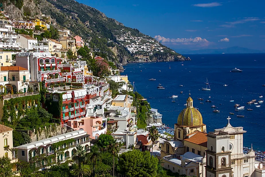Aerial view of Positano, Italy.
