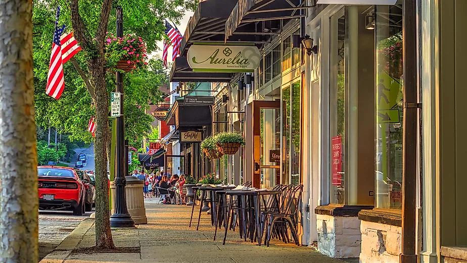 The business district of historic downtown Chagrin Falls, Ohio. Image credit Lynne Neuman via Shutterstock 