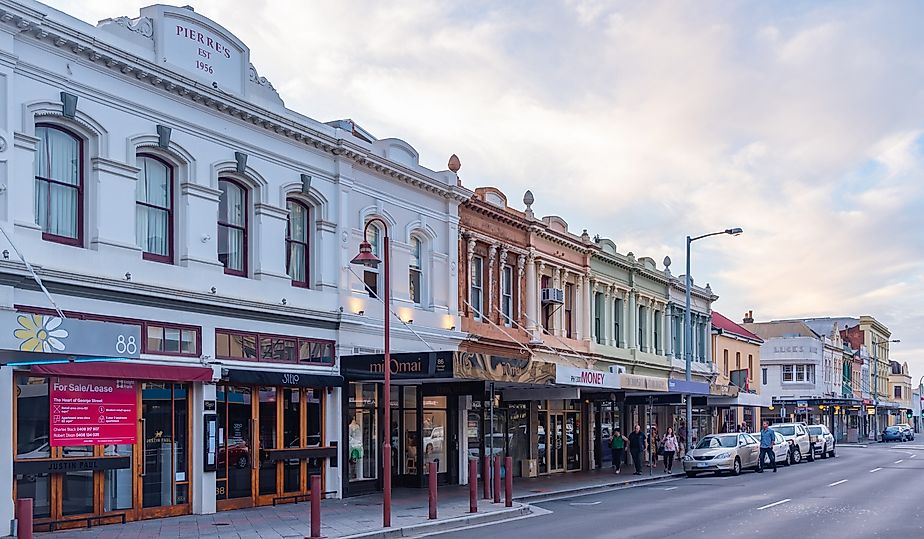 Sunset over city center of Launceston, Australia. Editorial credit: trabantos / Shutterstock.com