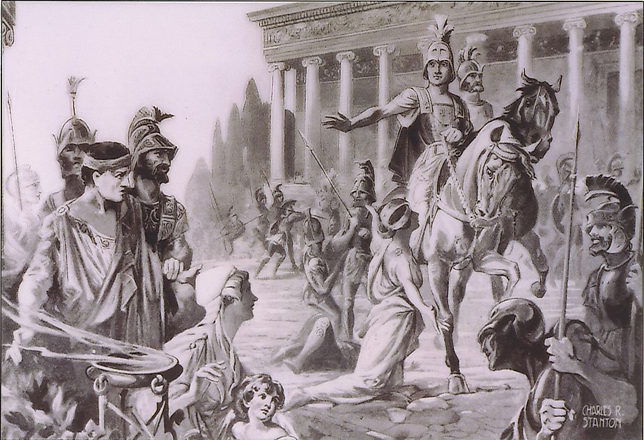 Alexander at the Sack of Thebes (335 BC). By Charles Rebel Stanton, Public Domain, Wikimedia Commons.