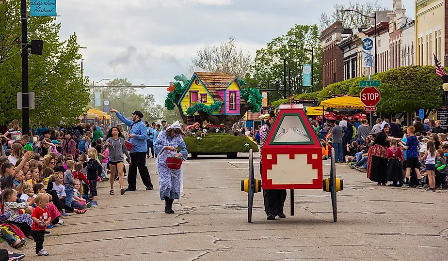 Tulip Time Festival Parade in Pella, Iowa. Editorial credit: yosmoes815 / Shutterstock.com