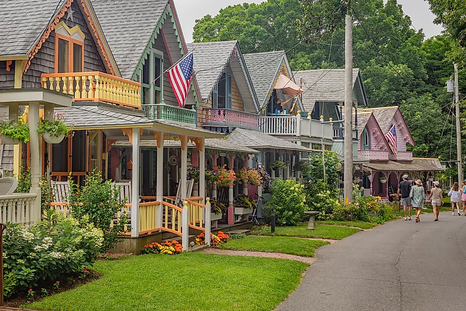 The Gingerbread Houses in Oak Bluffs on Martha's Vineyard. Editorial Credit: Heidi Besen, Shutterstock.com