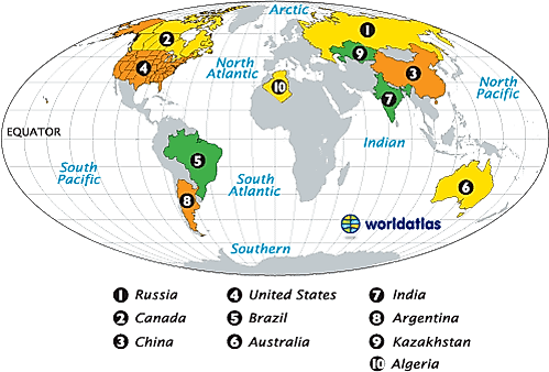 Top 10 Largest Country in the World in terms of Area Top 10 Largest Country in the World in terms of Area