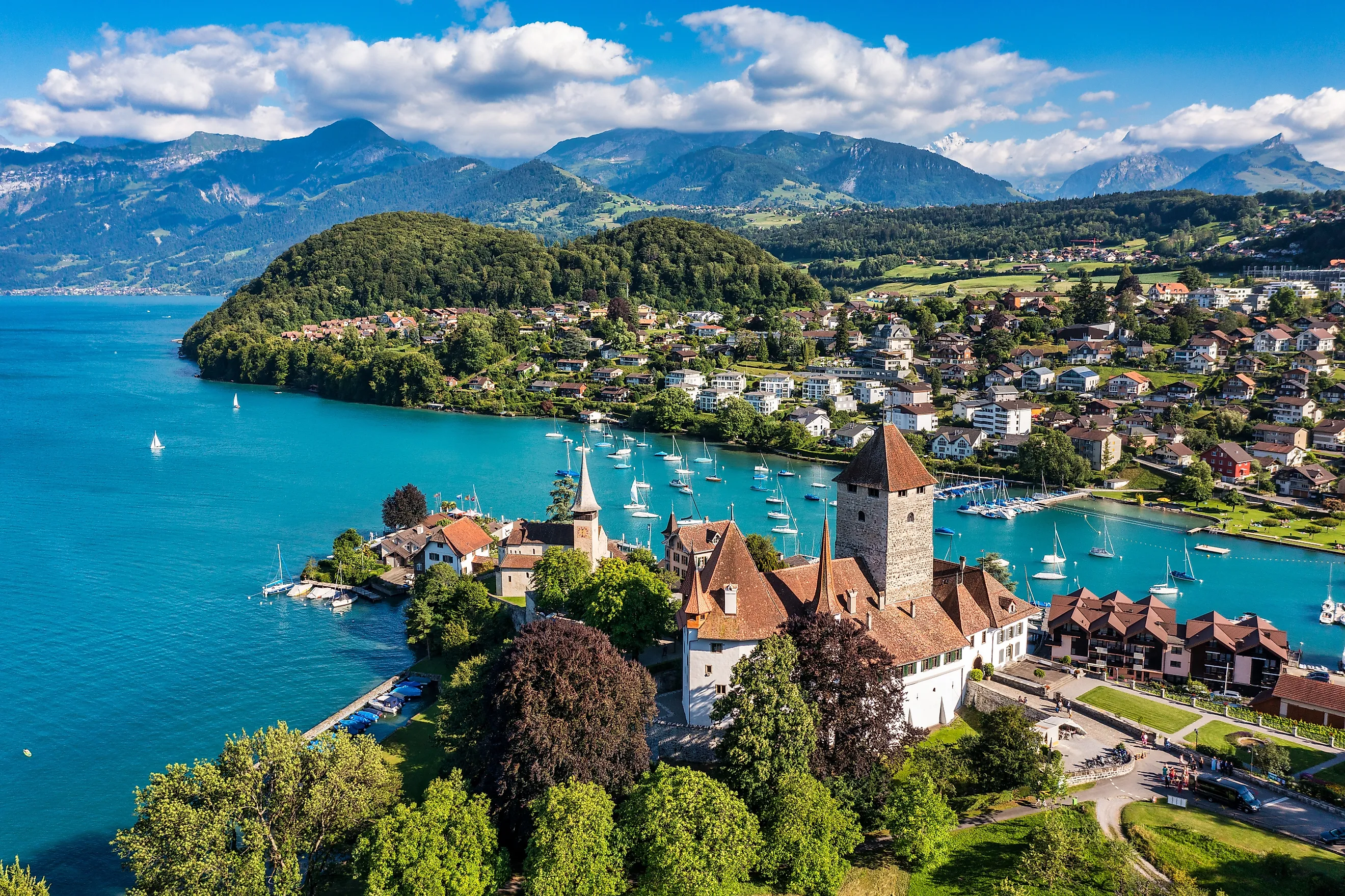 Aerial view of Spiez, Switzeland.