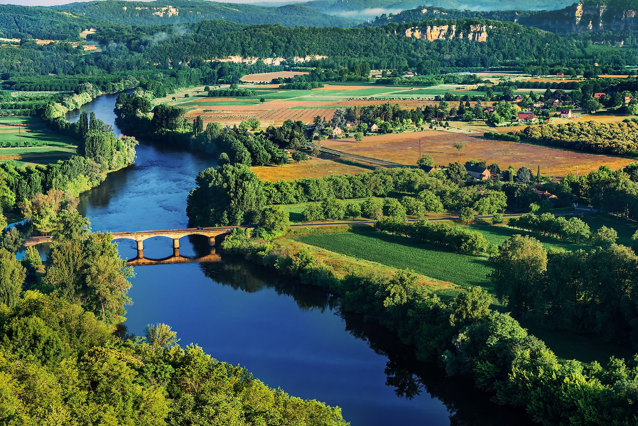 Medieval-era bridge over the Dordogne River.