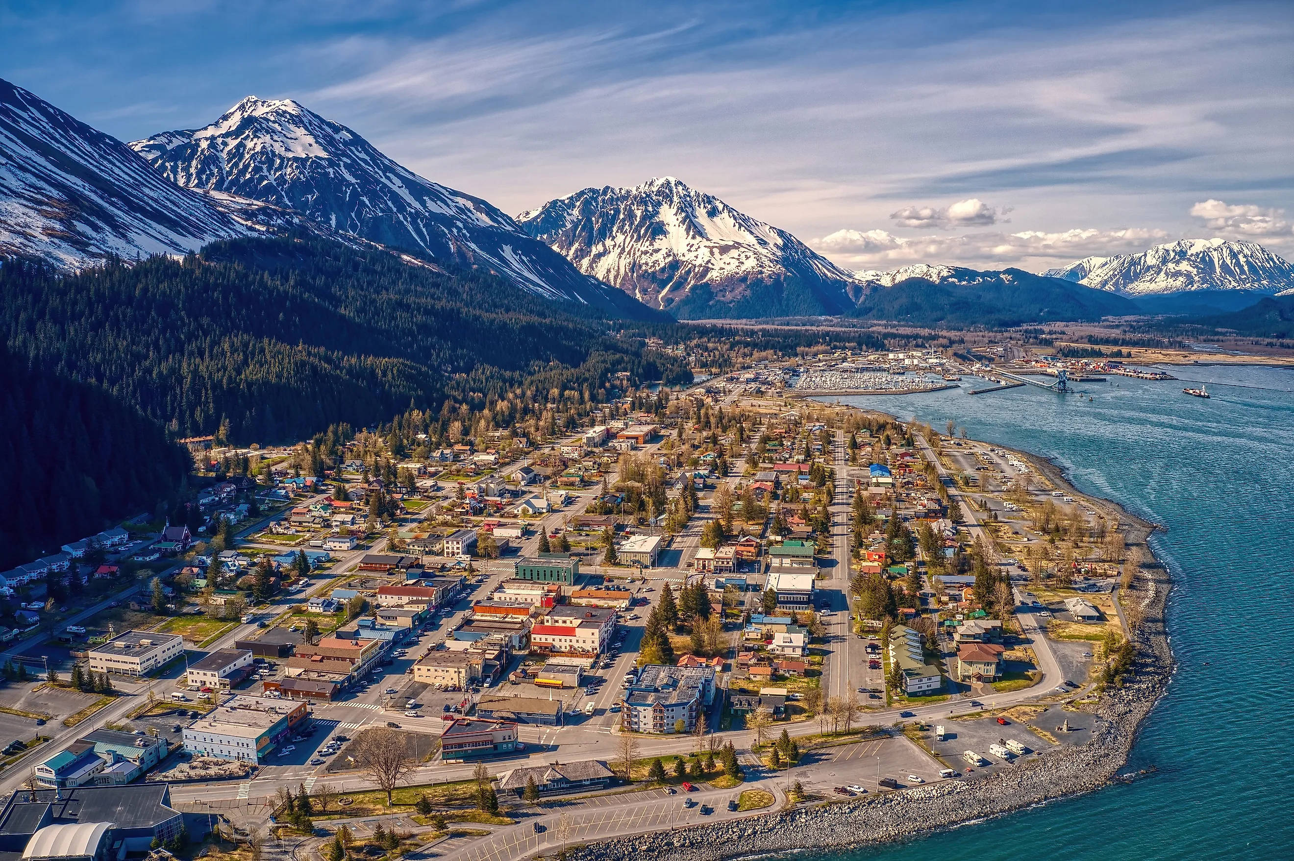 Aerial view of Seward, Alaska.