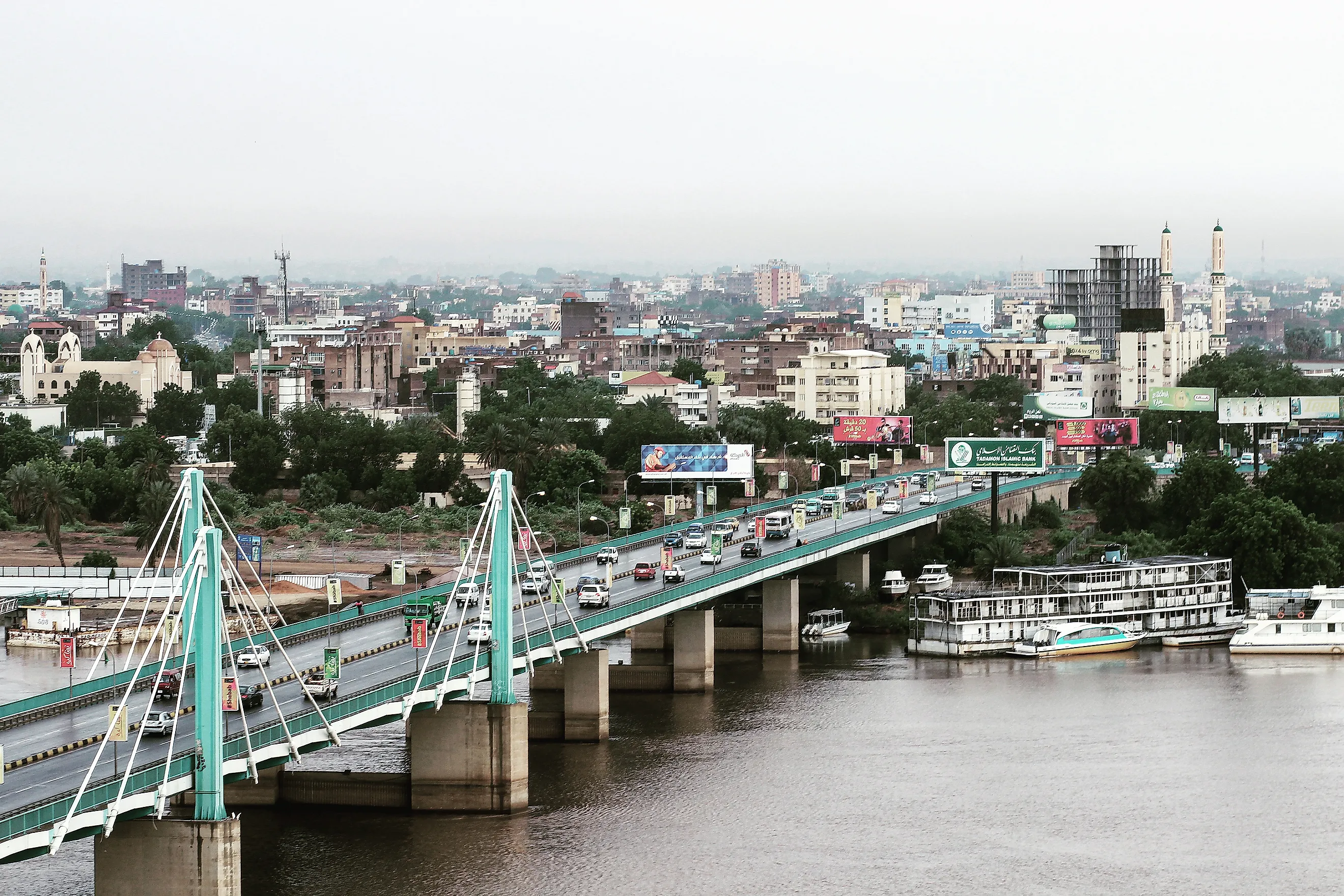 Mac Nimir Bridge linking Khartoum, Sudan with Khartoum North across the Blue Nile. Via Wikimedia Commons / Arwa51o - Own work, CC BY-SA 4.0