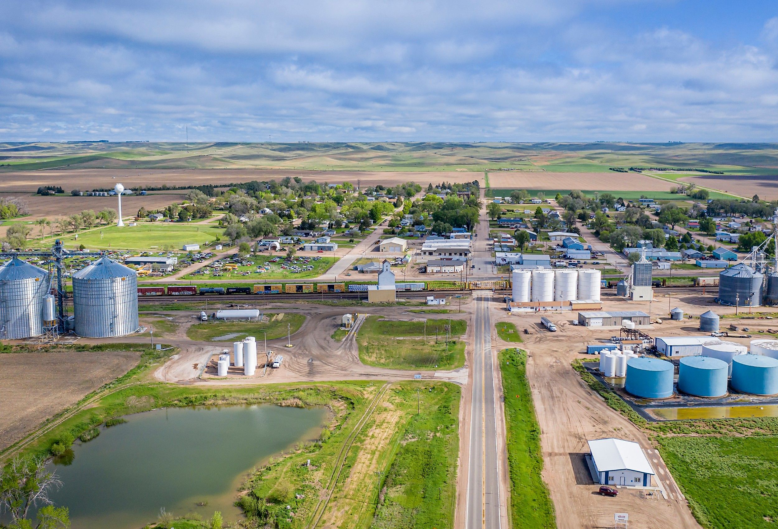 Aerial view of the rural town of Brule in Nebraska. Image credit marekuliasz via Shutterstock