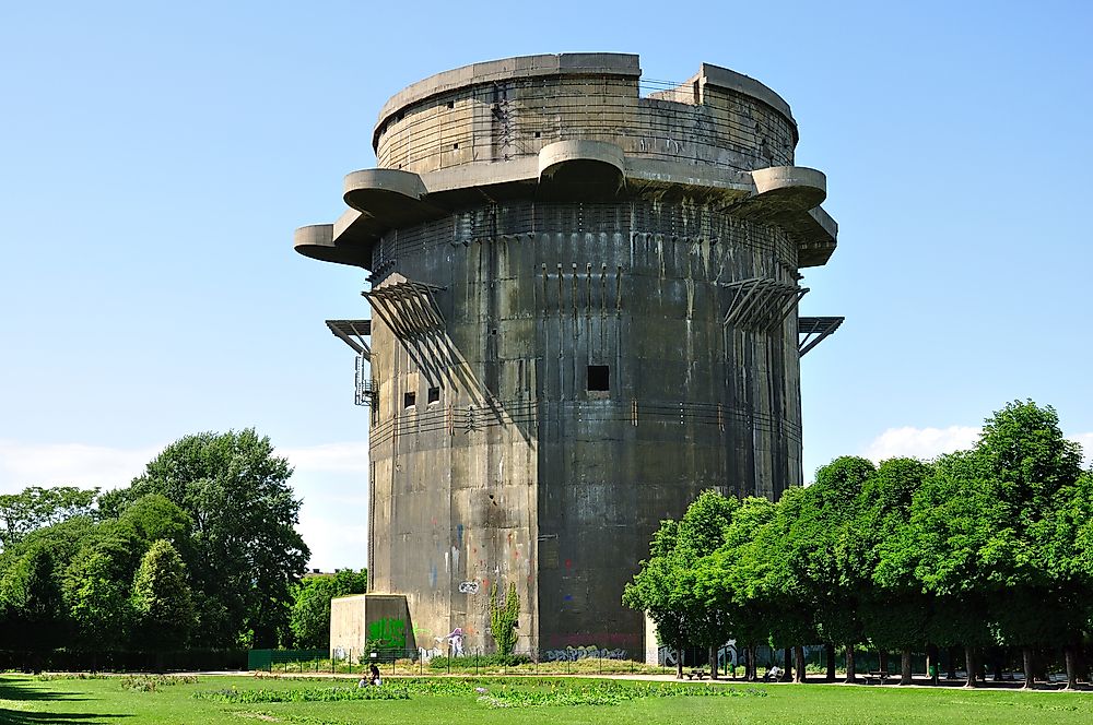 An old flak tower seen here in Vienna, Austria.