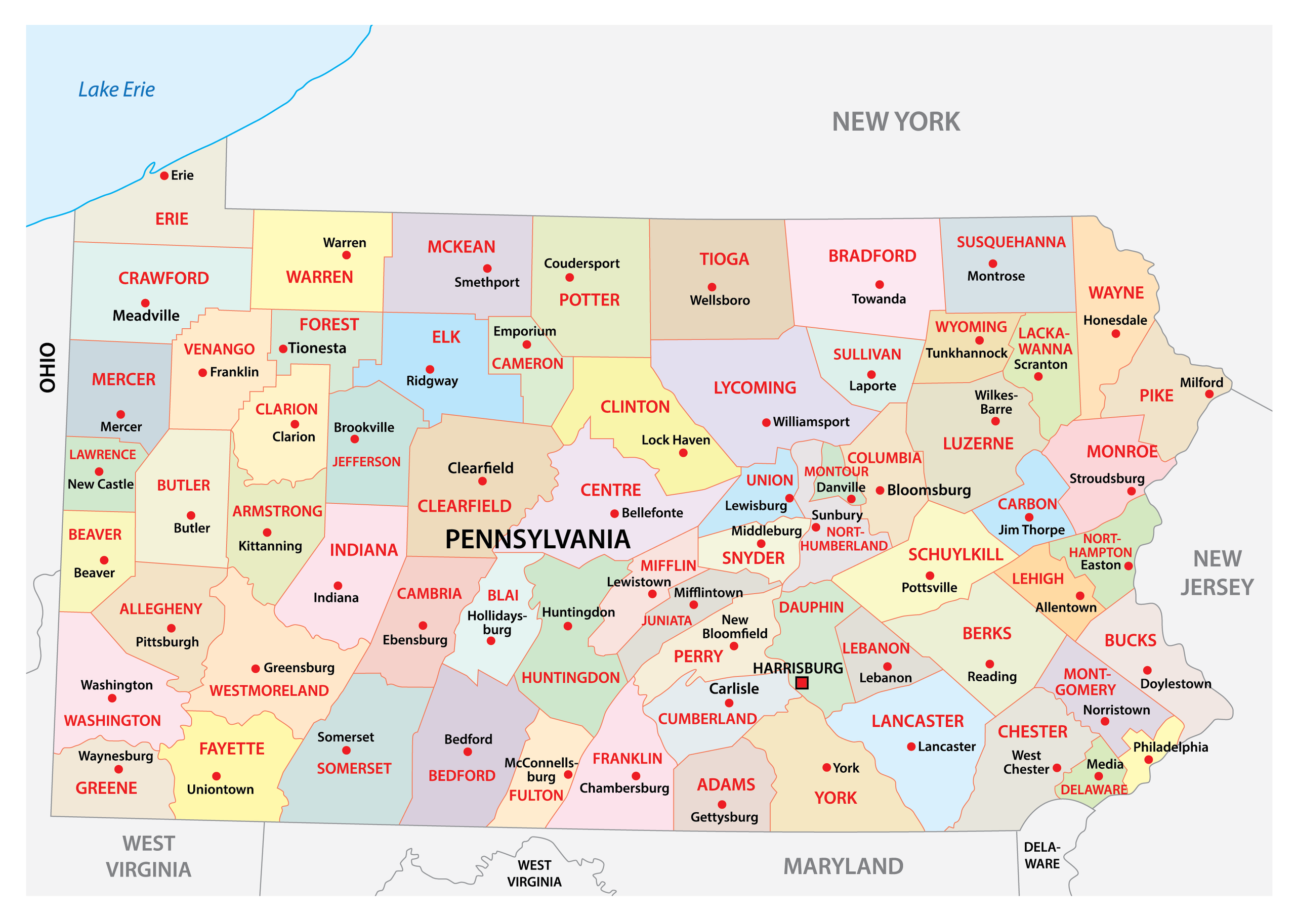 Pennsylvania County Map Region