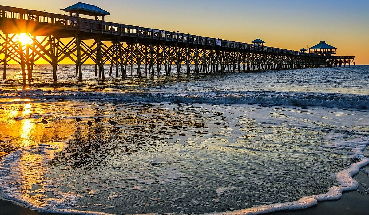 Incoming tide at Folly Beach Pier.