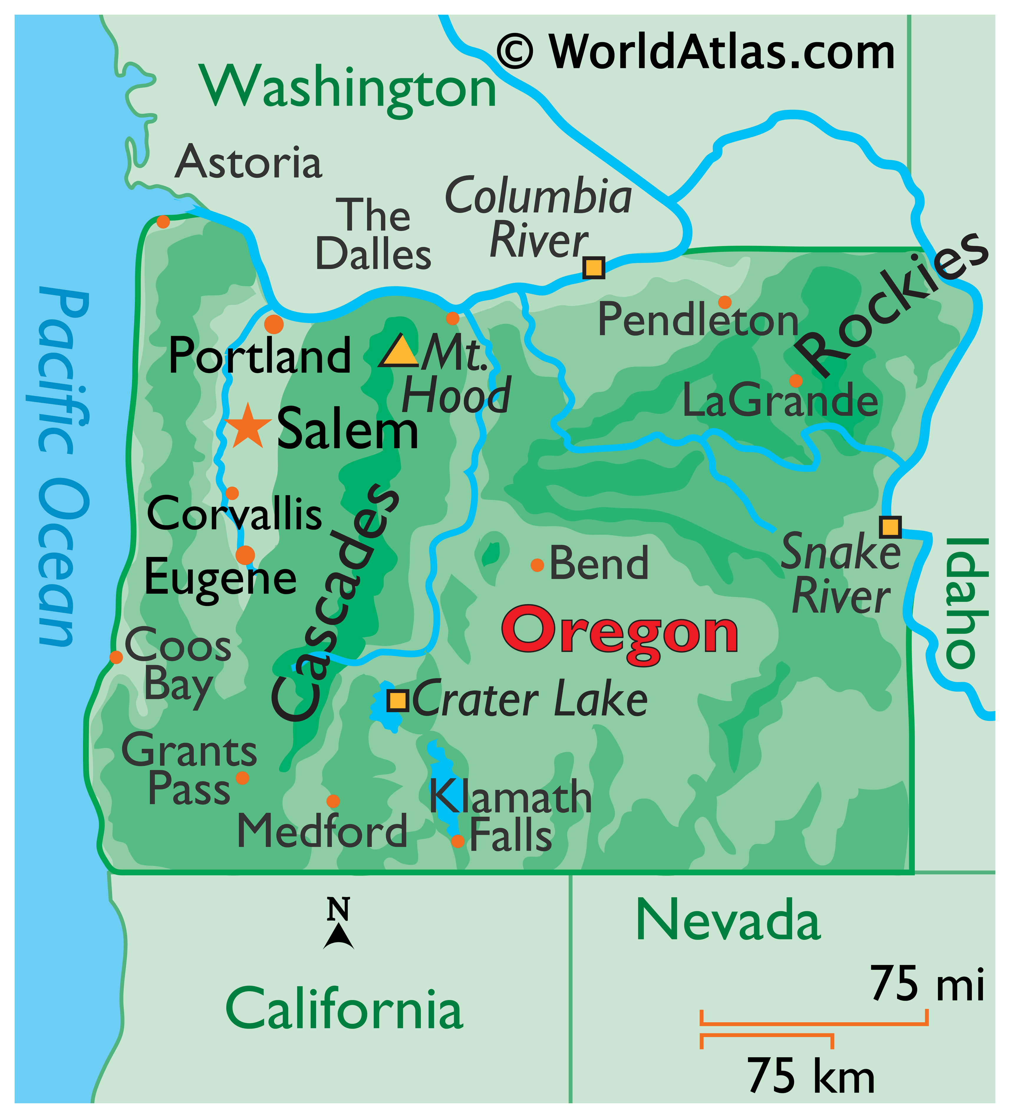 Oregon Map / Geography of Oregon/ Map of Oregon - Worldatlas.com.