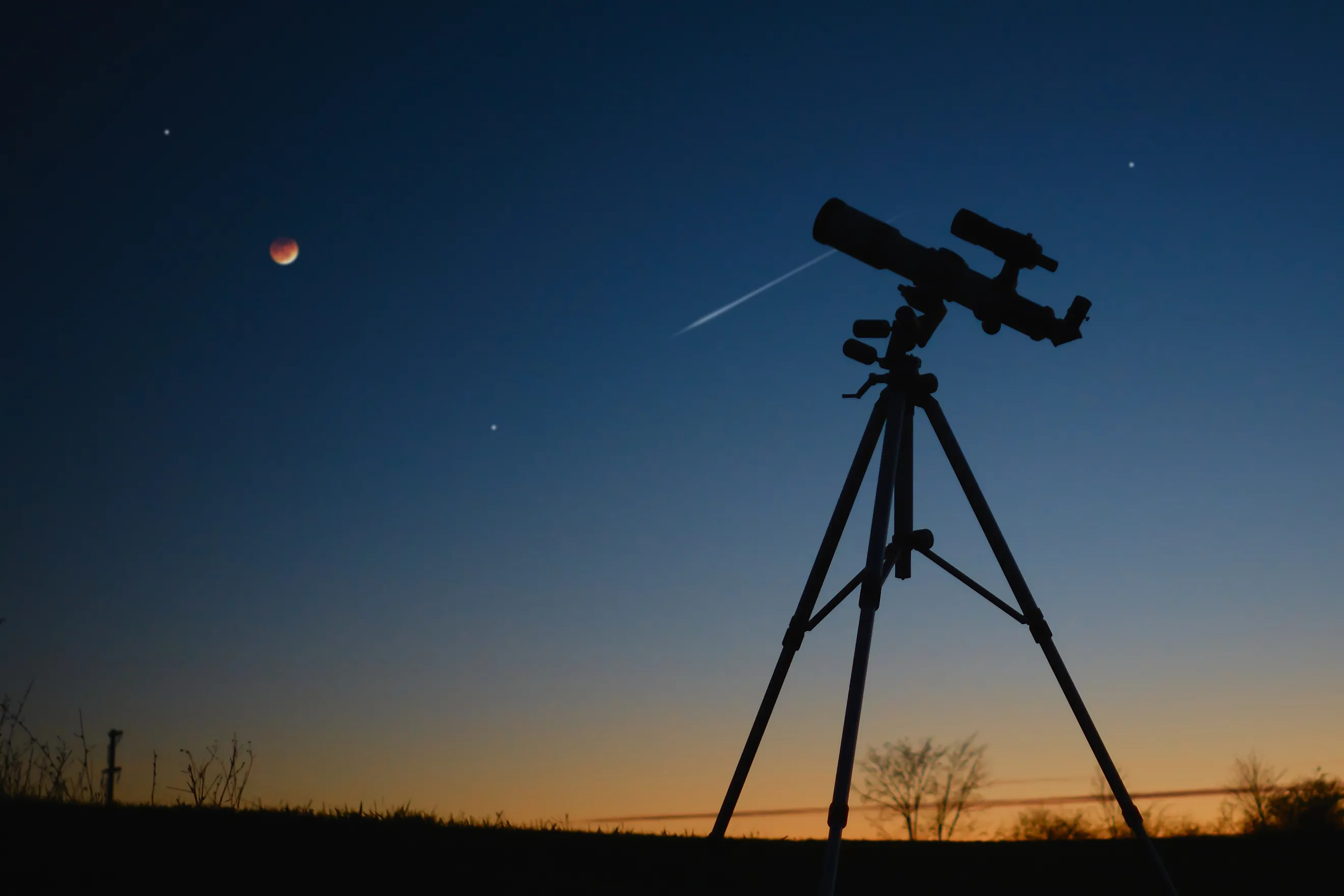 Astronomy telescope for observing stars, planets, Moon and other space objects.
