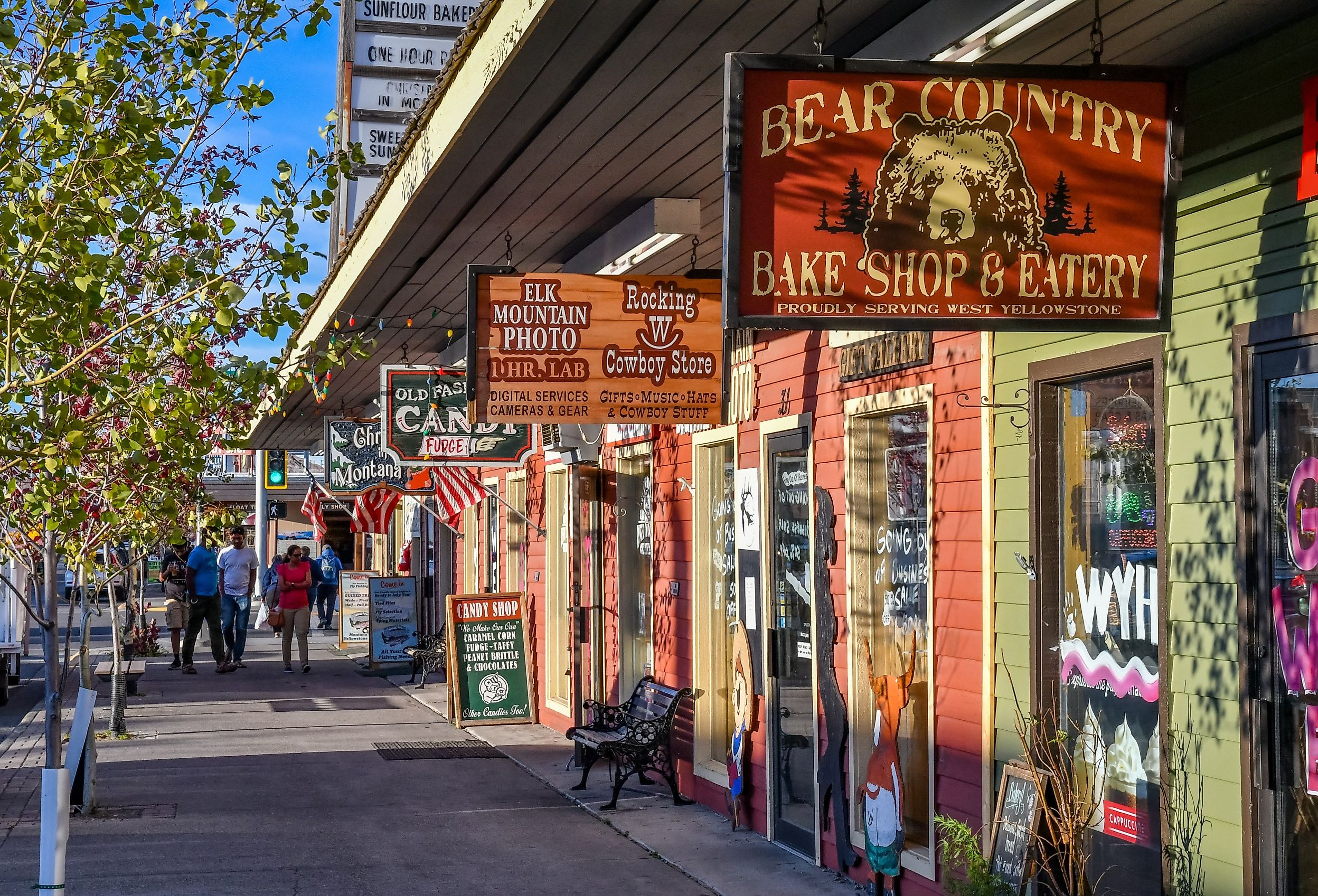 Shops along Canyon Street in West Yellowstone, Montana. Image credit Matthew Thomas Allen via Shutterstock