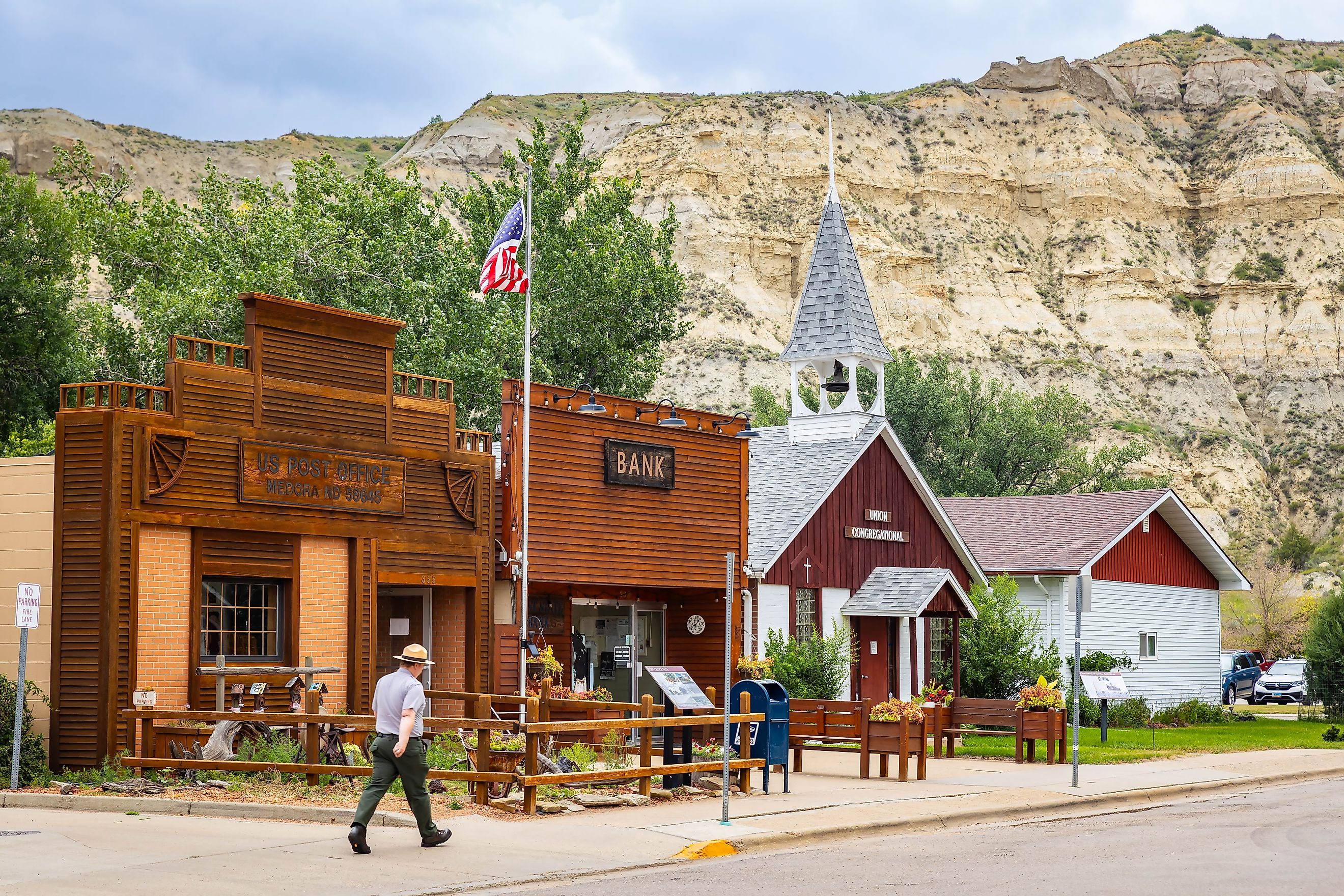 Historic buildings along Main Street in Medora, North Dakota. Image by Photo Spirit via Shutterstock.