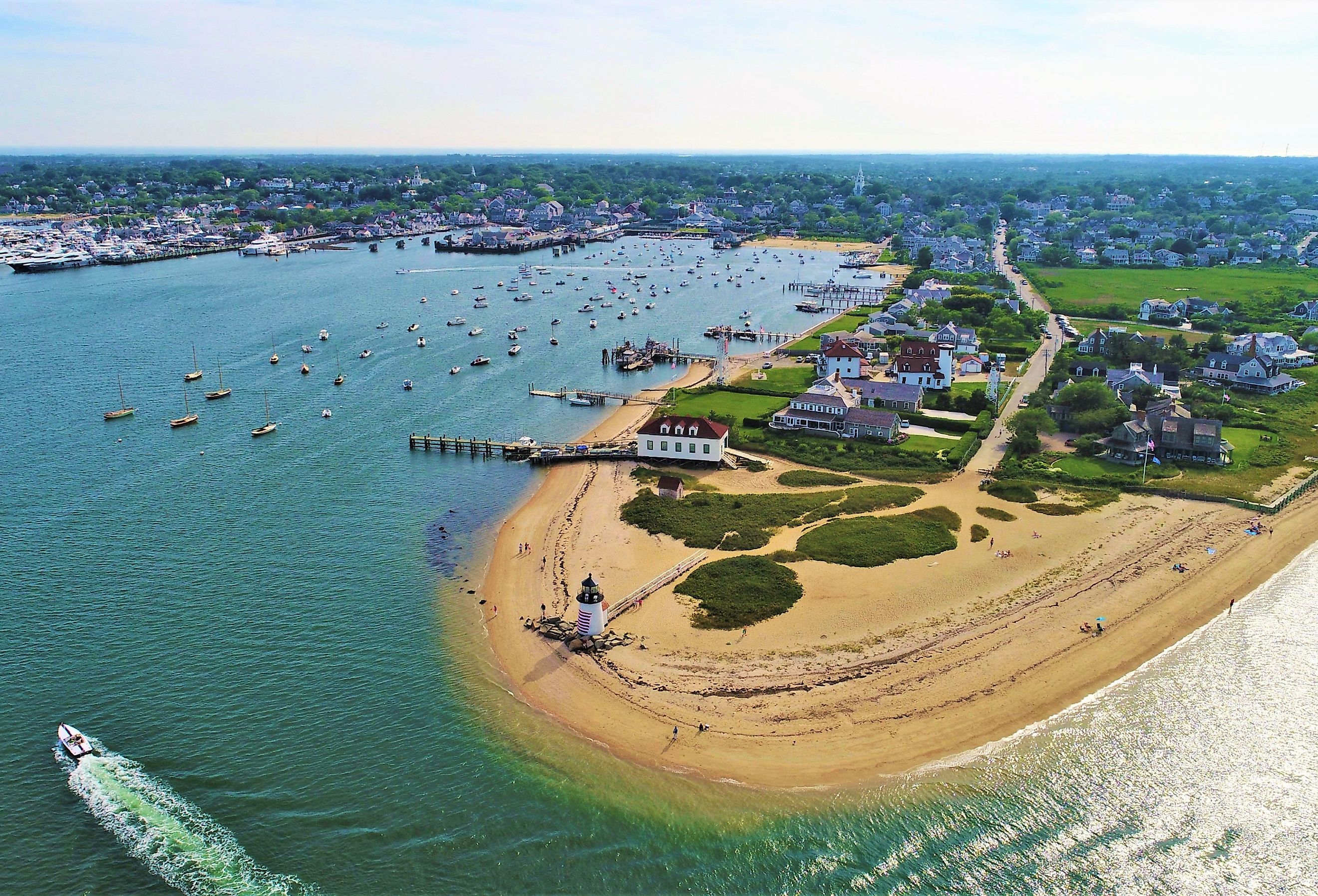 Aerial view of the entrance of Nantucket, Massachusetts. Image credit TeBe Inspires via Shutterstock.