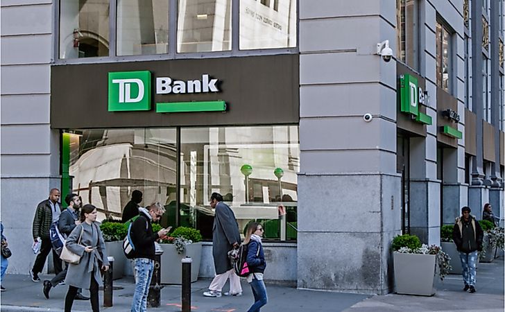 People walk by a TD Bank retail location in Manhattan. Editorial credit: Roman Tiraspolsky / Shutterstock.com