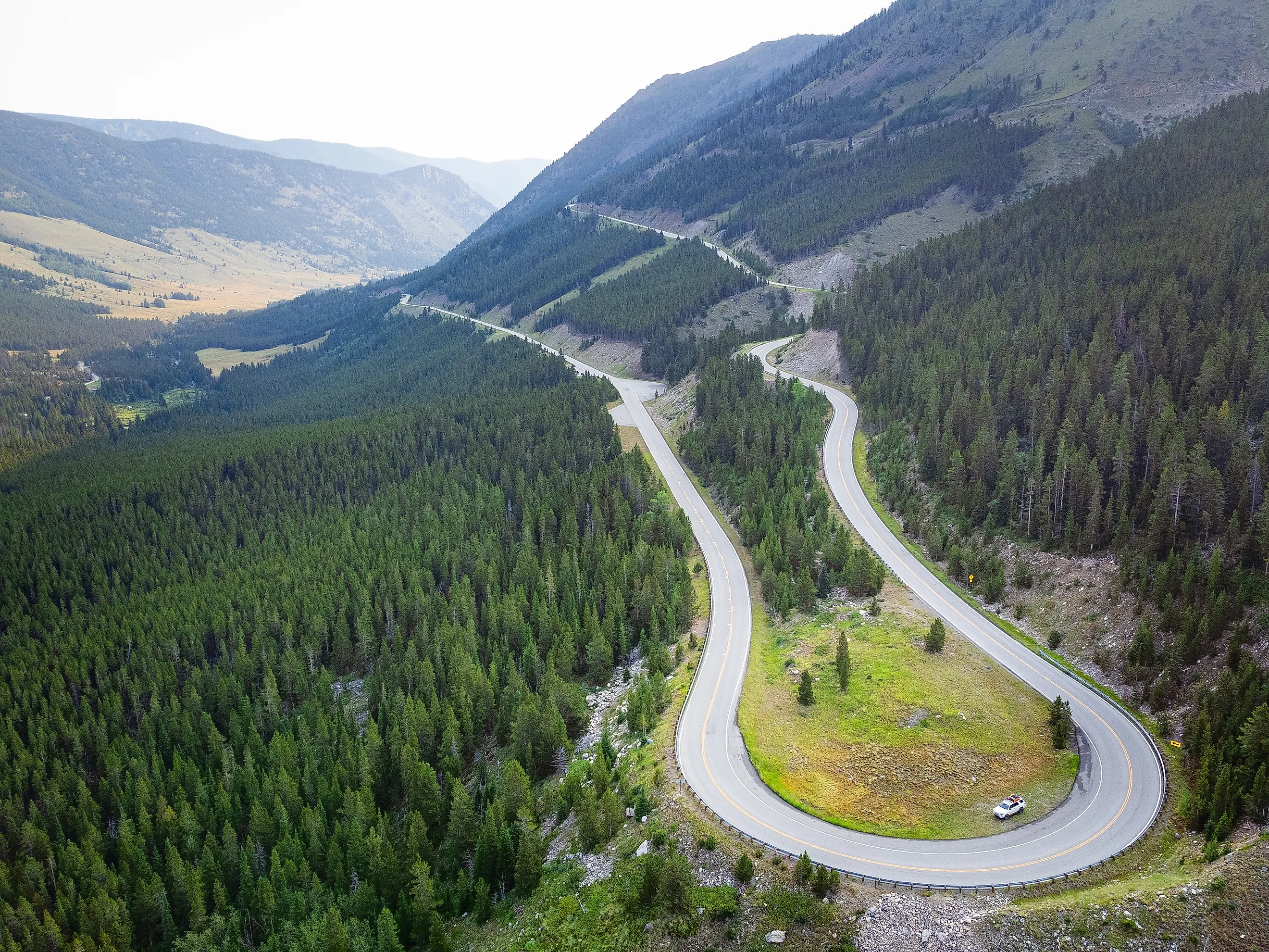 Hairpin turn along the Beartooth Highway that runs between Red Lodge, Montana, and Yellowstone National Park 