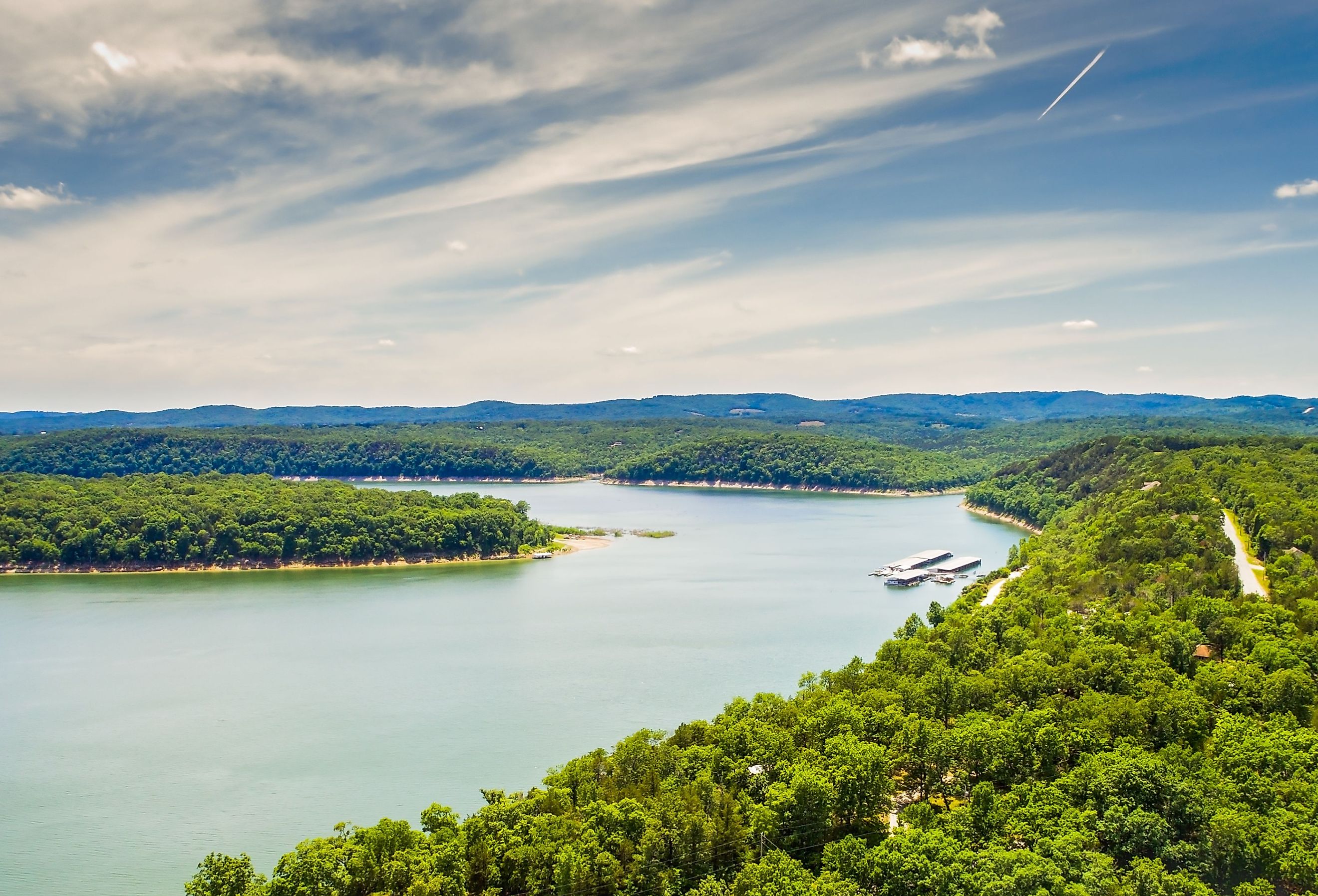 Aerial view of Bull Shoals Lake located near Branson, Missouri. Image credit NSC Photography via Shutterstock.