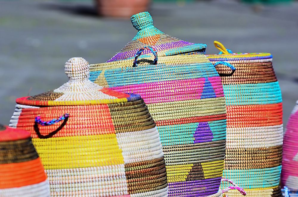 Artisanal baskets for sale in Angola.