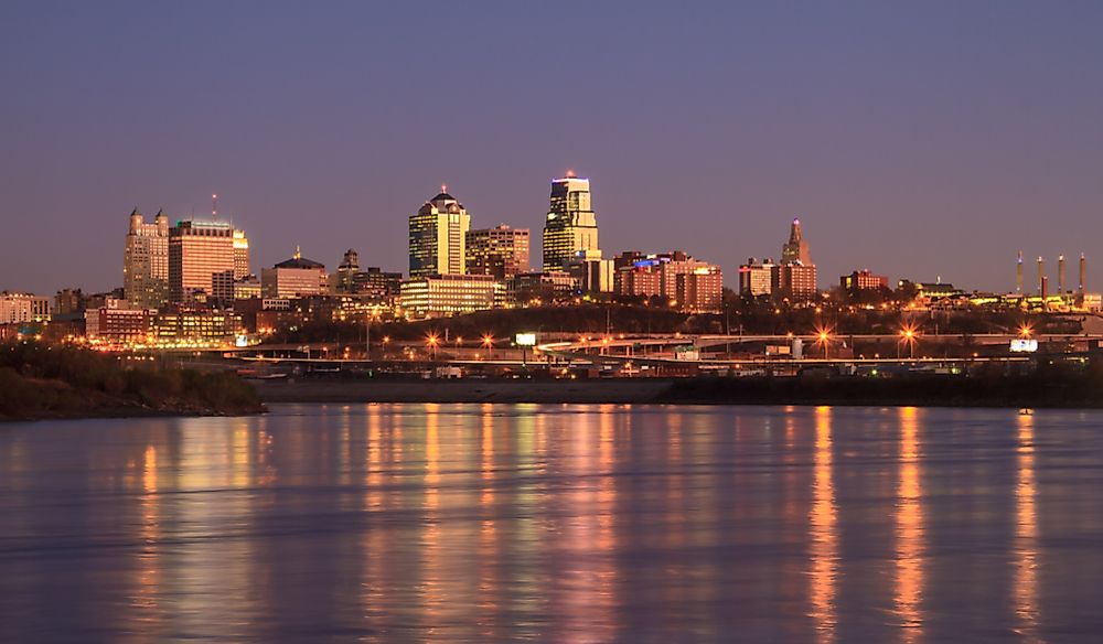 Kansas City at the bank of the Missouri River.