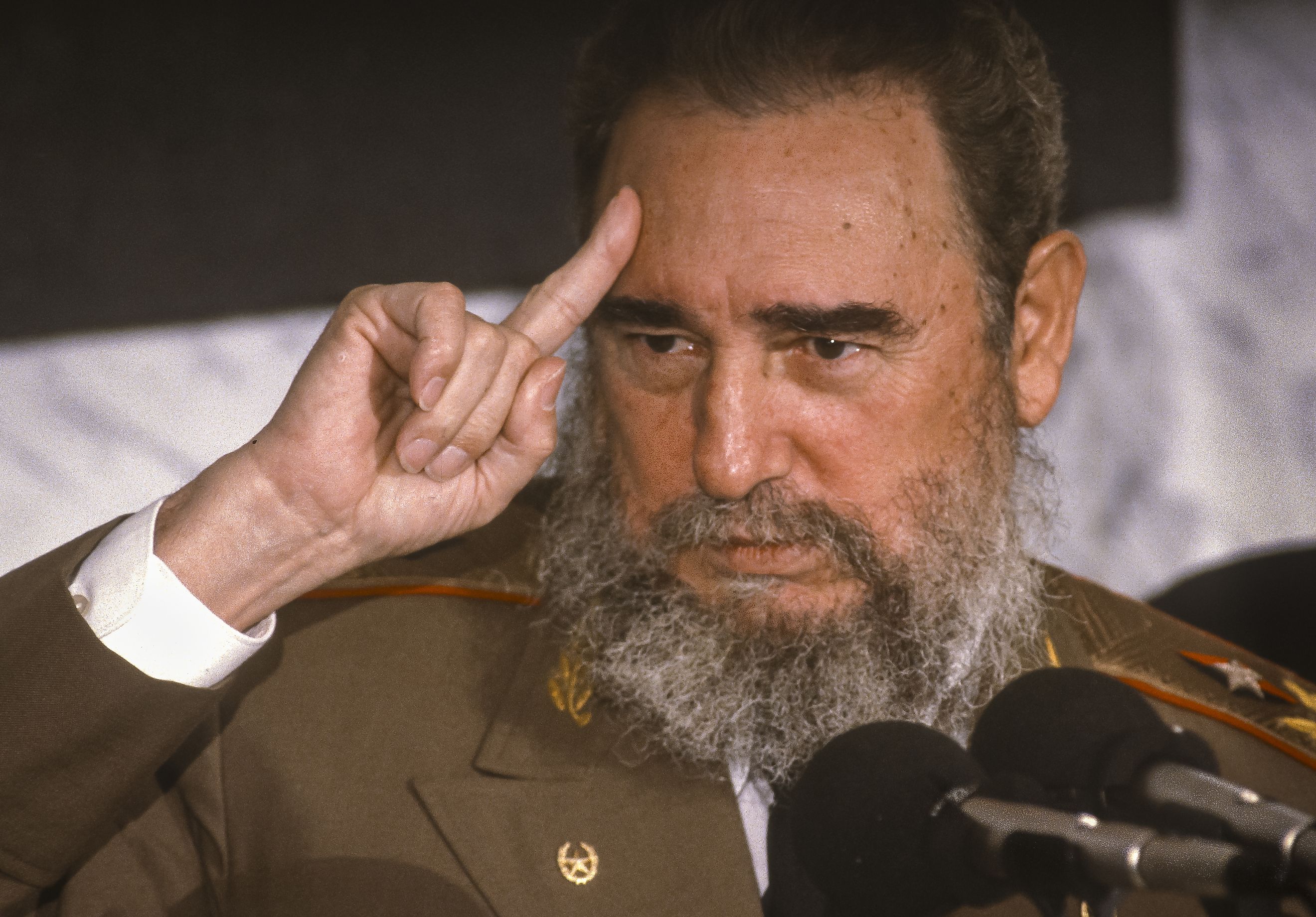 Fidel Castro, President of Cuba, during a news conference. Editorial credit: Rob Crandall / Shutterstock.com