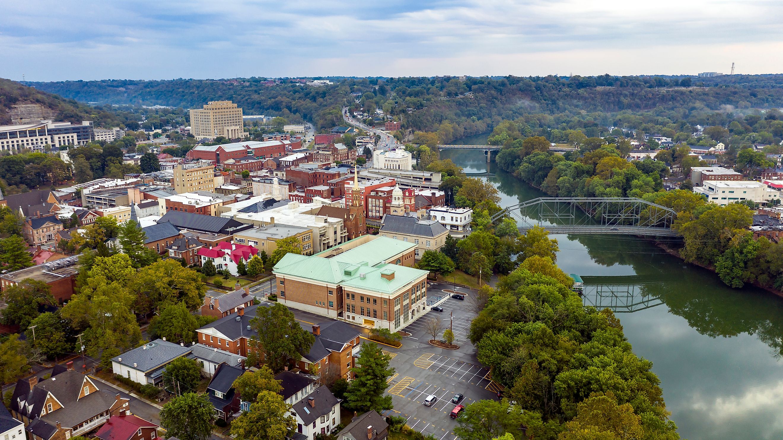 The Kentucky River flowing through Frankfort, Kentucky.