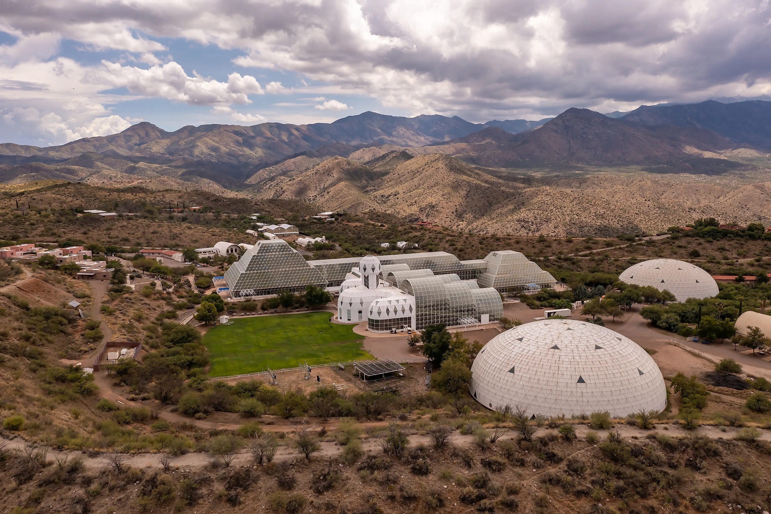 Biosphere 2 building, part of University of Arizona campus in Oracle, Arizona. Editorial credit: Manuela Durson / Shutterstock.com