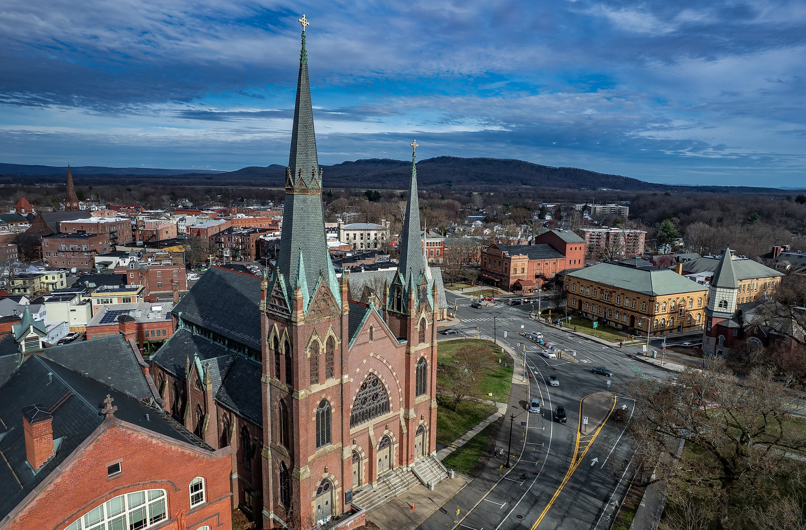 Aerial view of Northampton, Massachusetts.