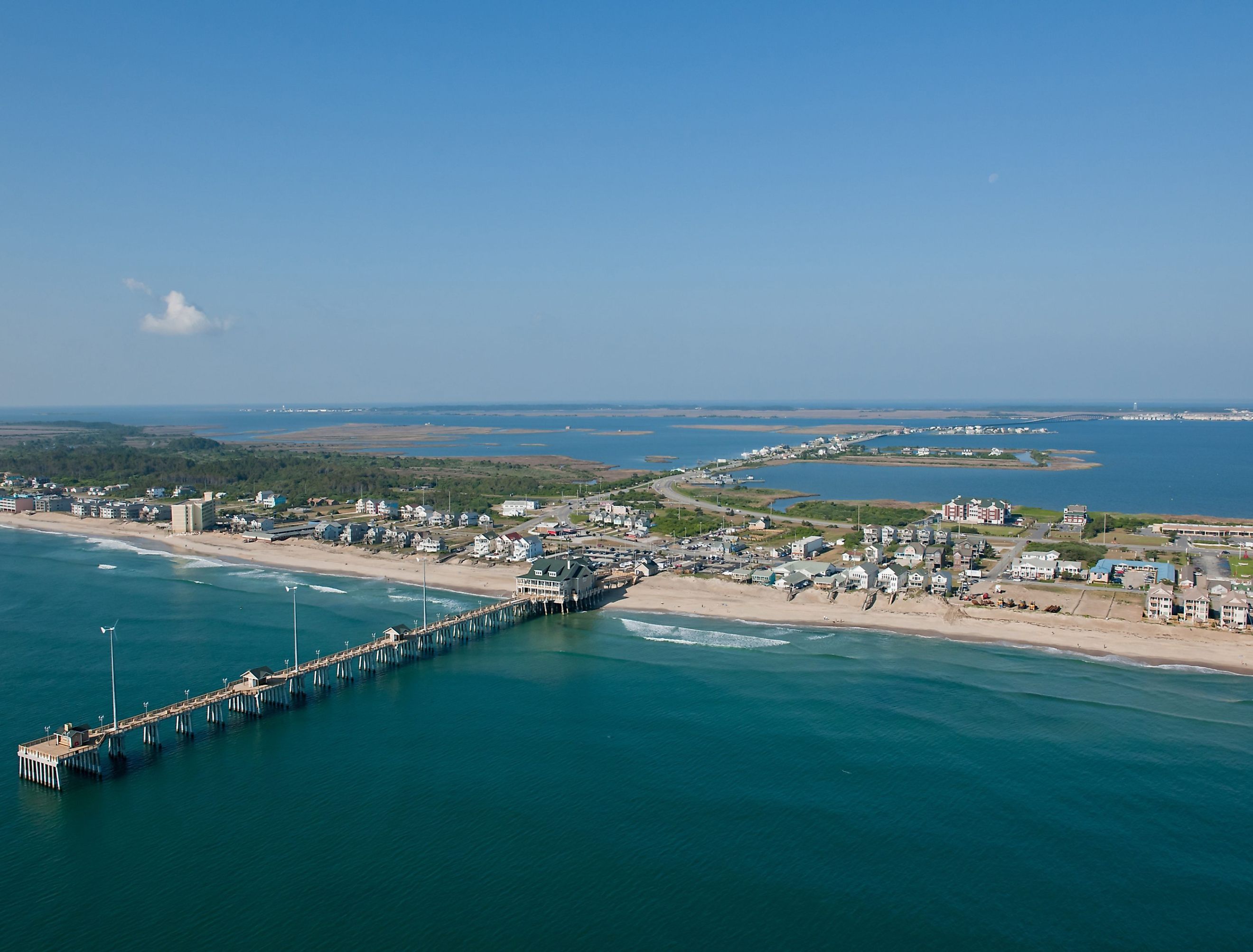 Aerial view of beach and outer banks at Nags Head, North Carolina. Image credit FloridaStock via shutterstock