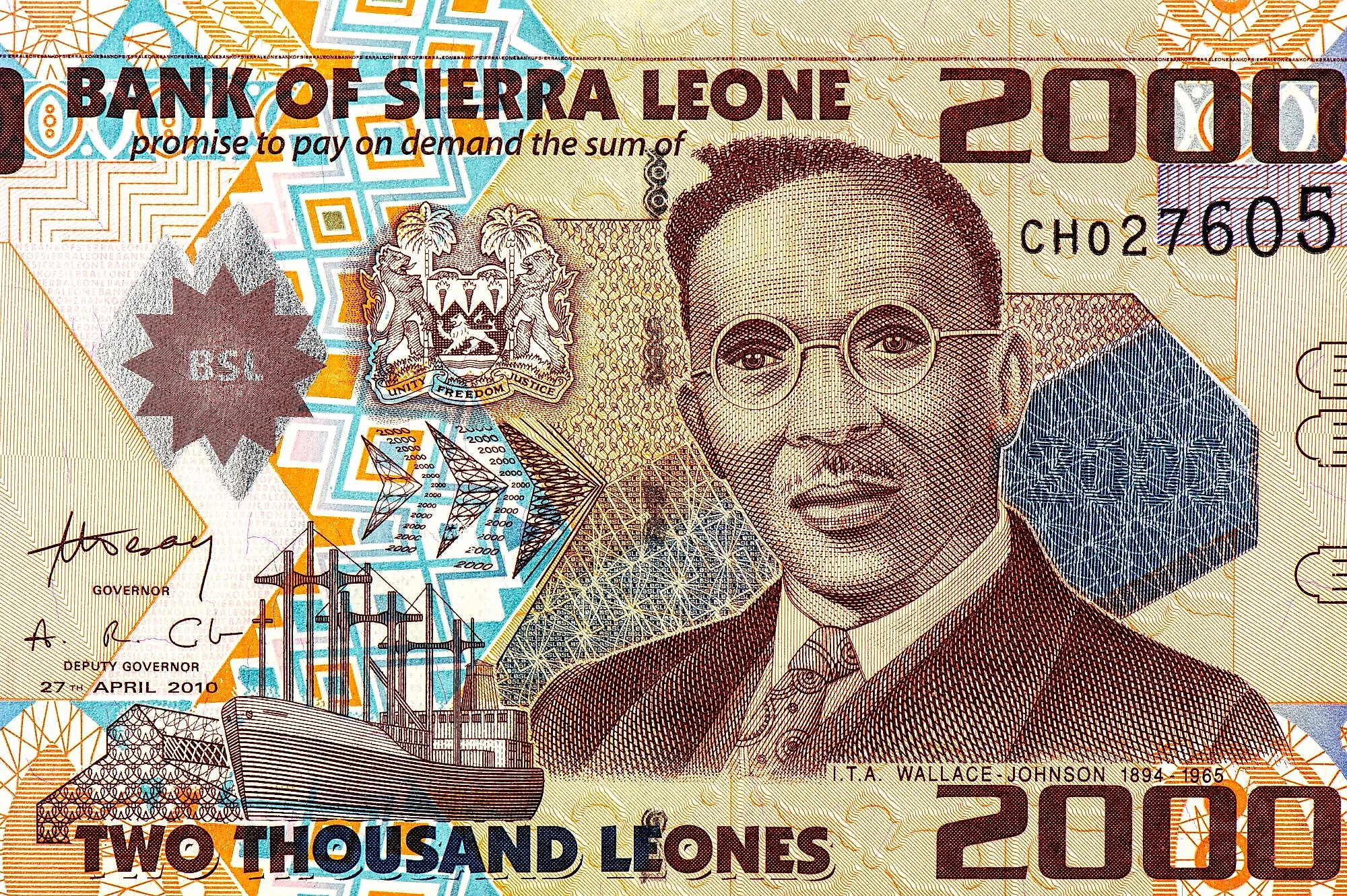 Sierra Leonean leone banknotes.