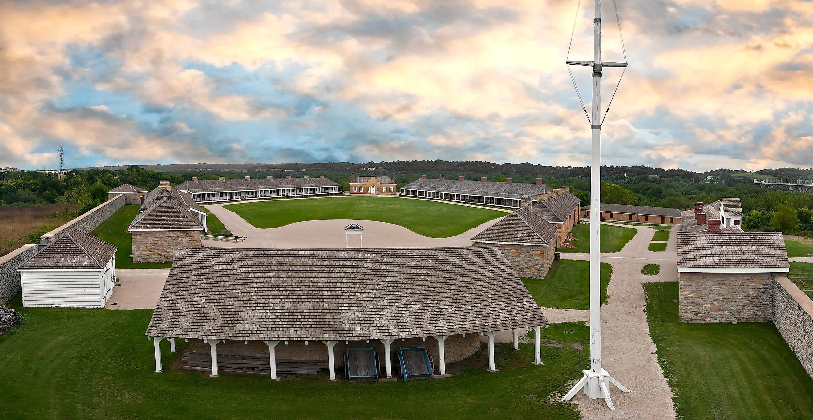 Aerial view of historic Fort Snelling, Minnesota.