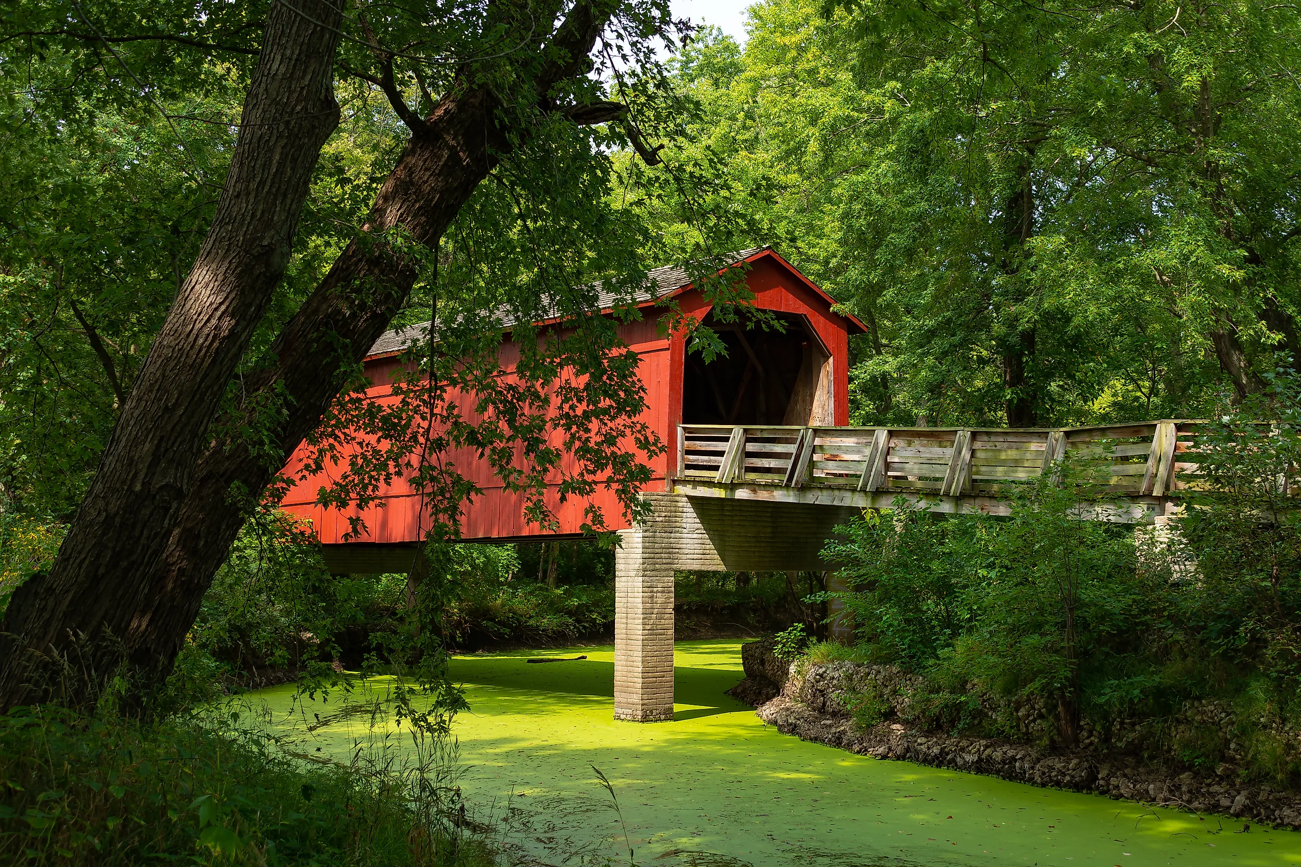 Sugar Creek Covered Bridge in Chatham, Illinois.