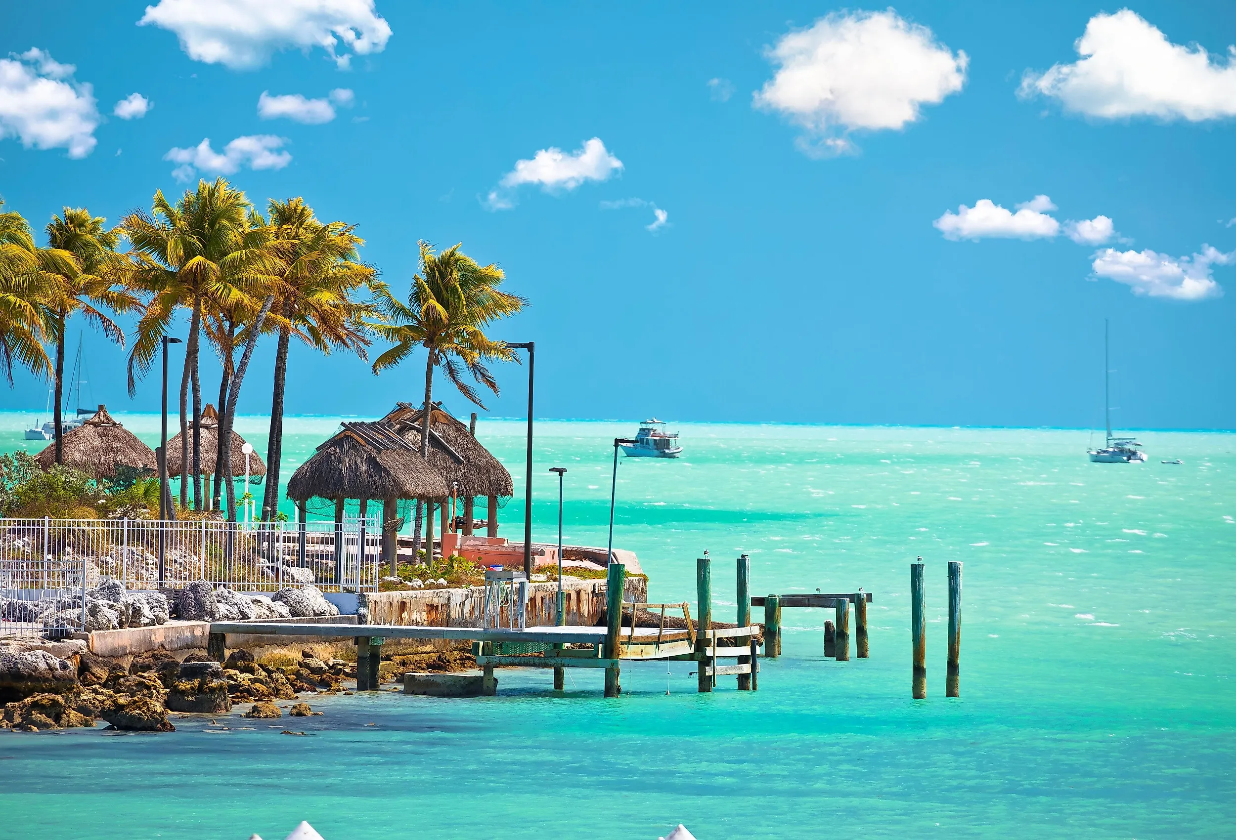 Turquoise waterfront of Florida Keys in Marathon, Florida.