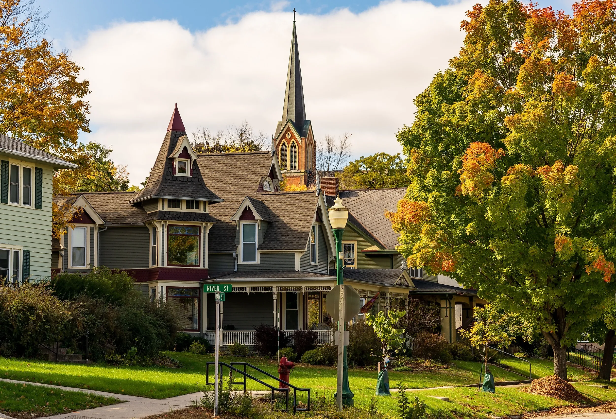 Ornate Victorian properties on Main Street in Decorah, Iowa. Image Credits: Steve Heap via Shutterstock