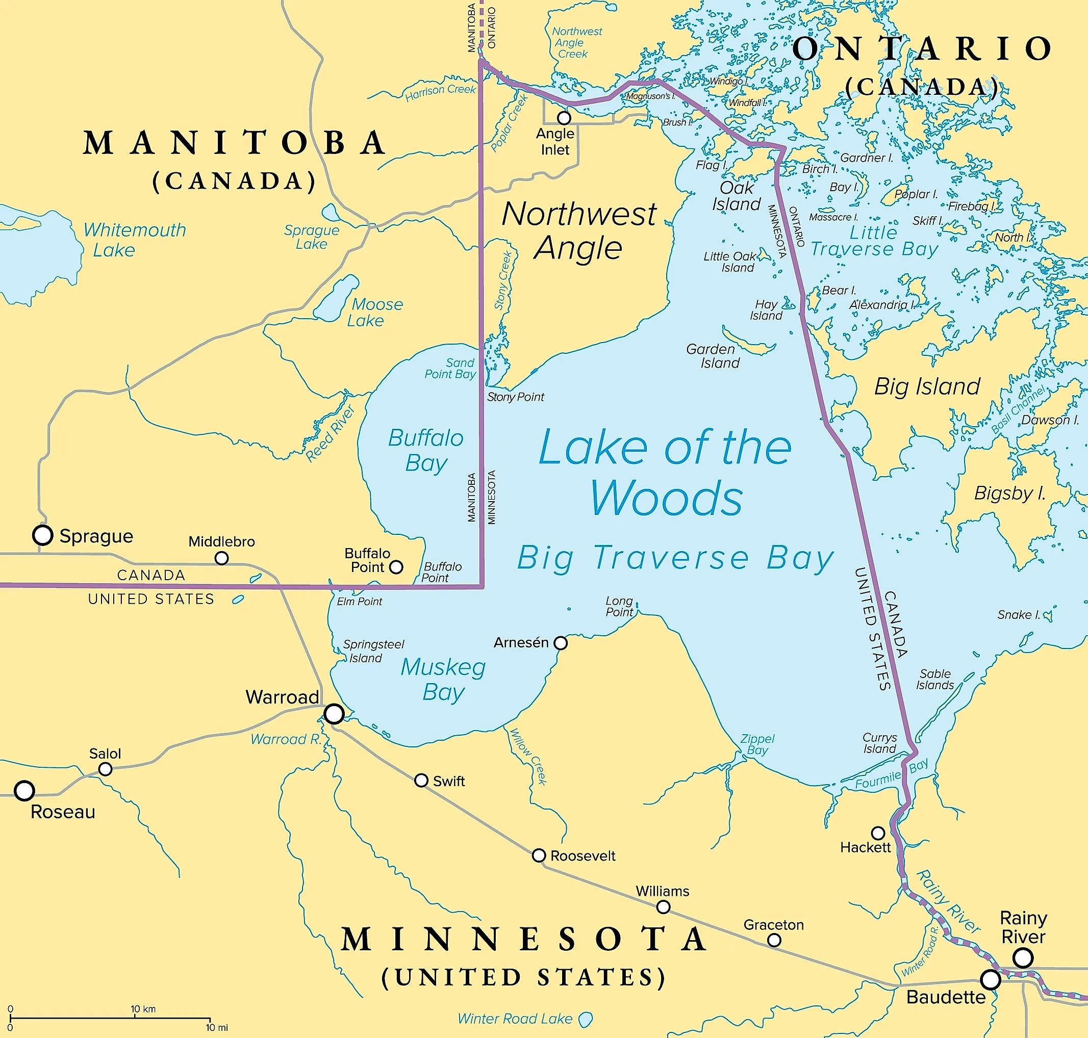 Northwest Angle, political map. 