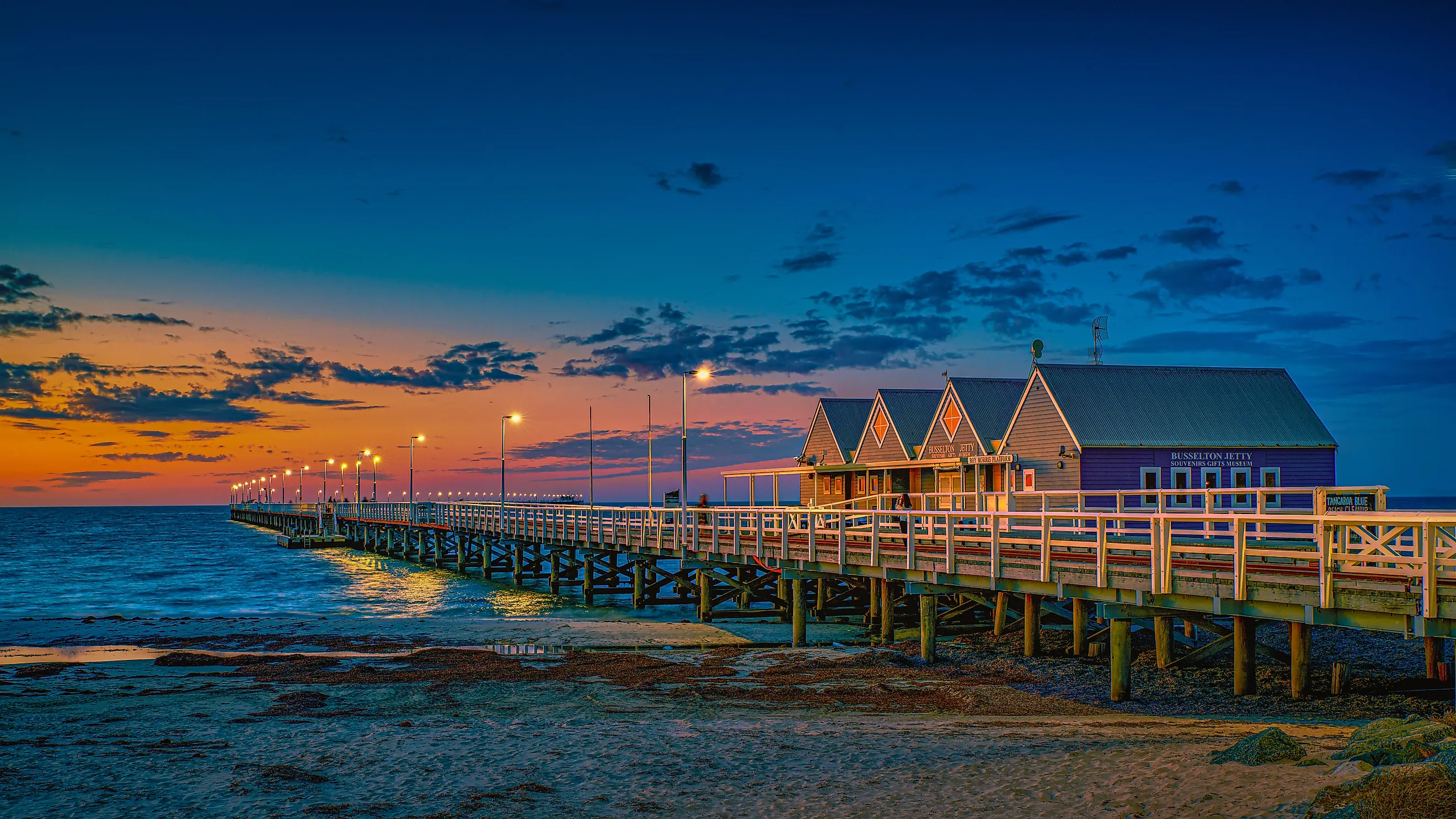 Busselton Jetty in Busselton, Western Australia.