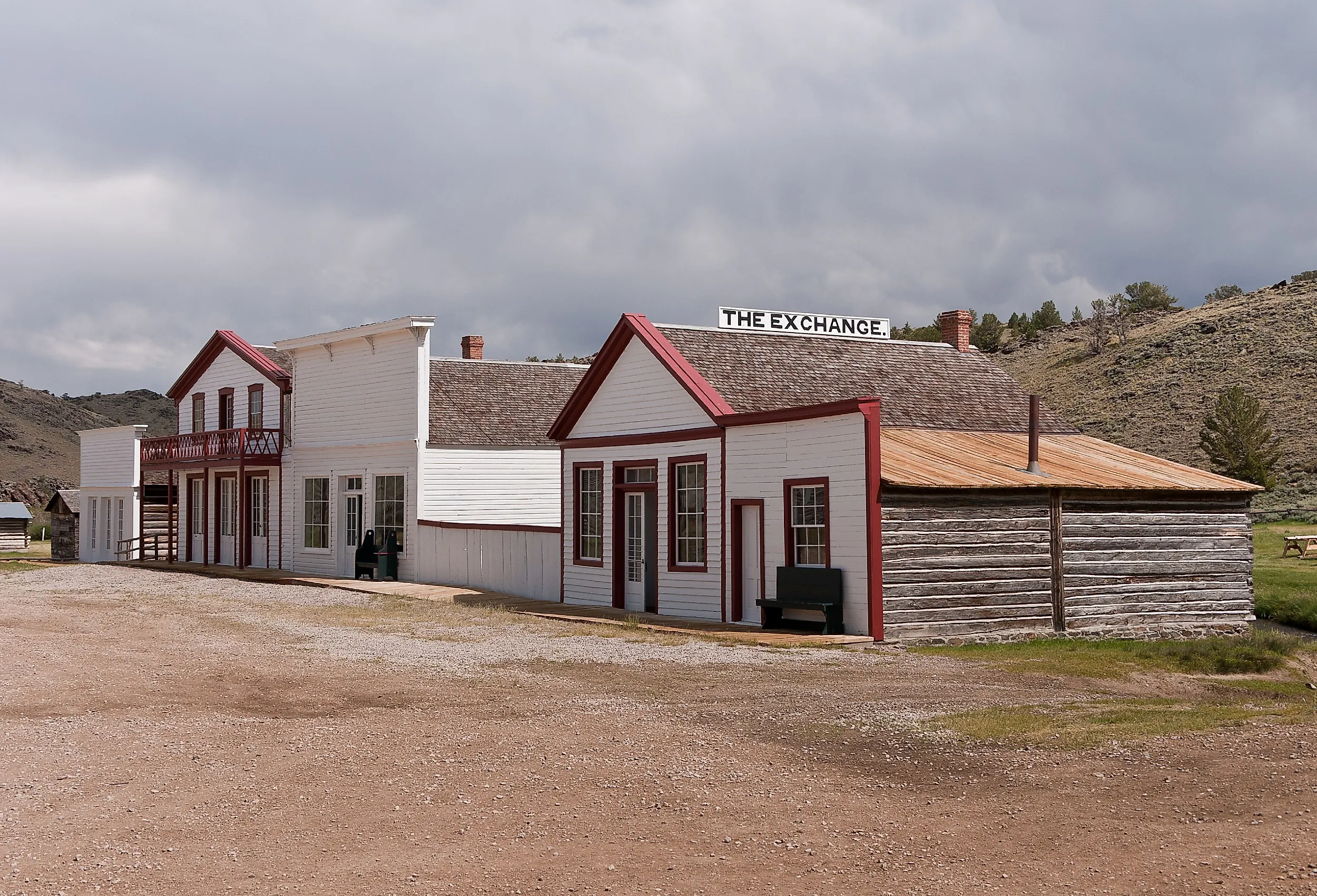 The preserved main street of South Pass City, Wyoming.