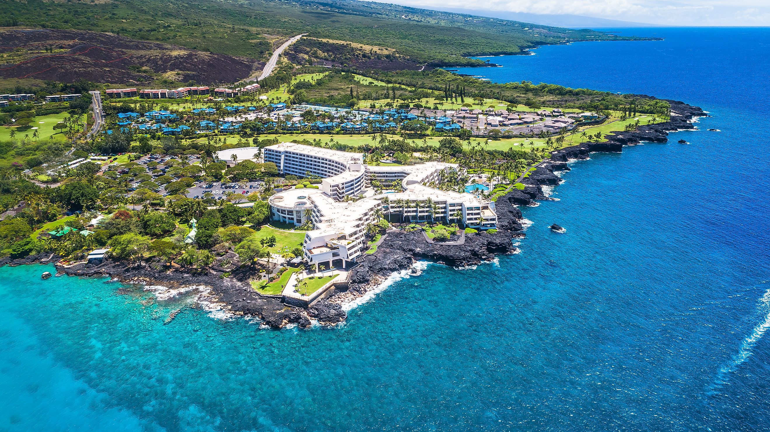 Resorts and coastal homes in Kailua, Oahu.