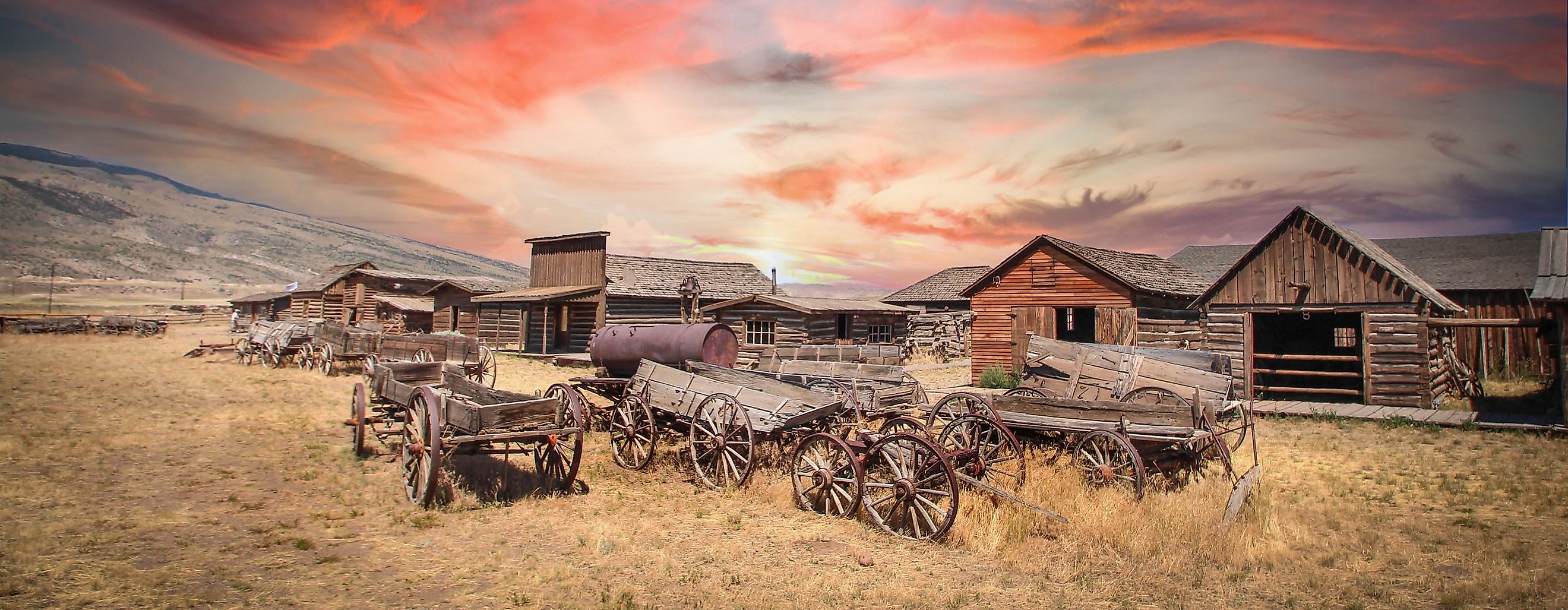 Ghost town in Cody, Wyoming, US West