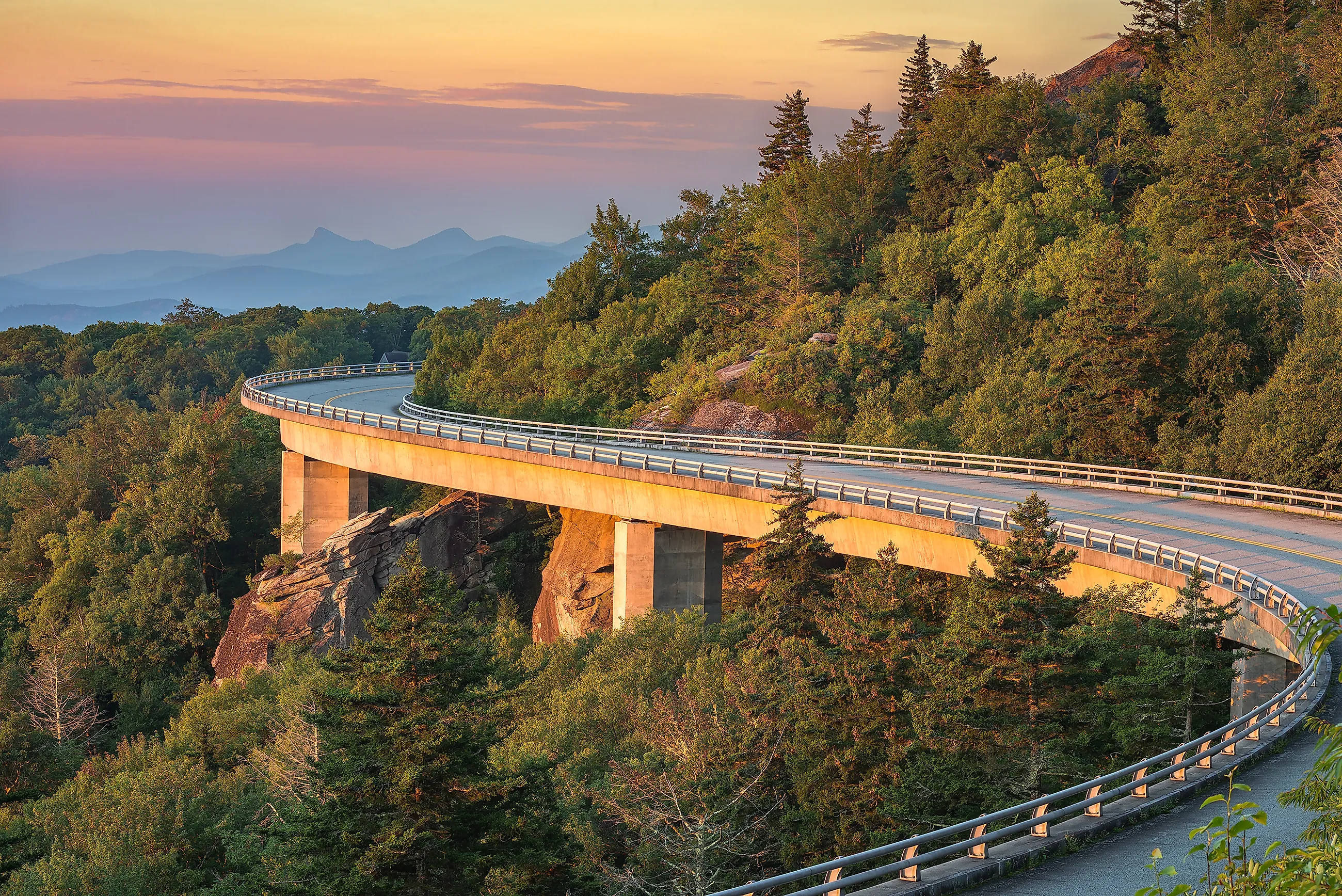 Morning light over viaduct, Blue Ridge Parkway