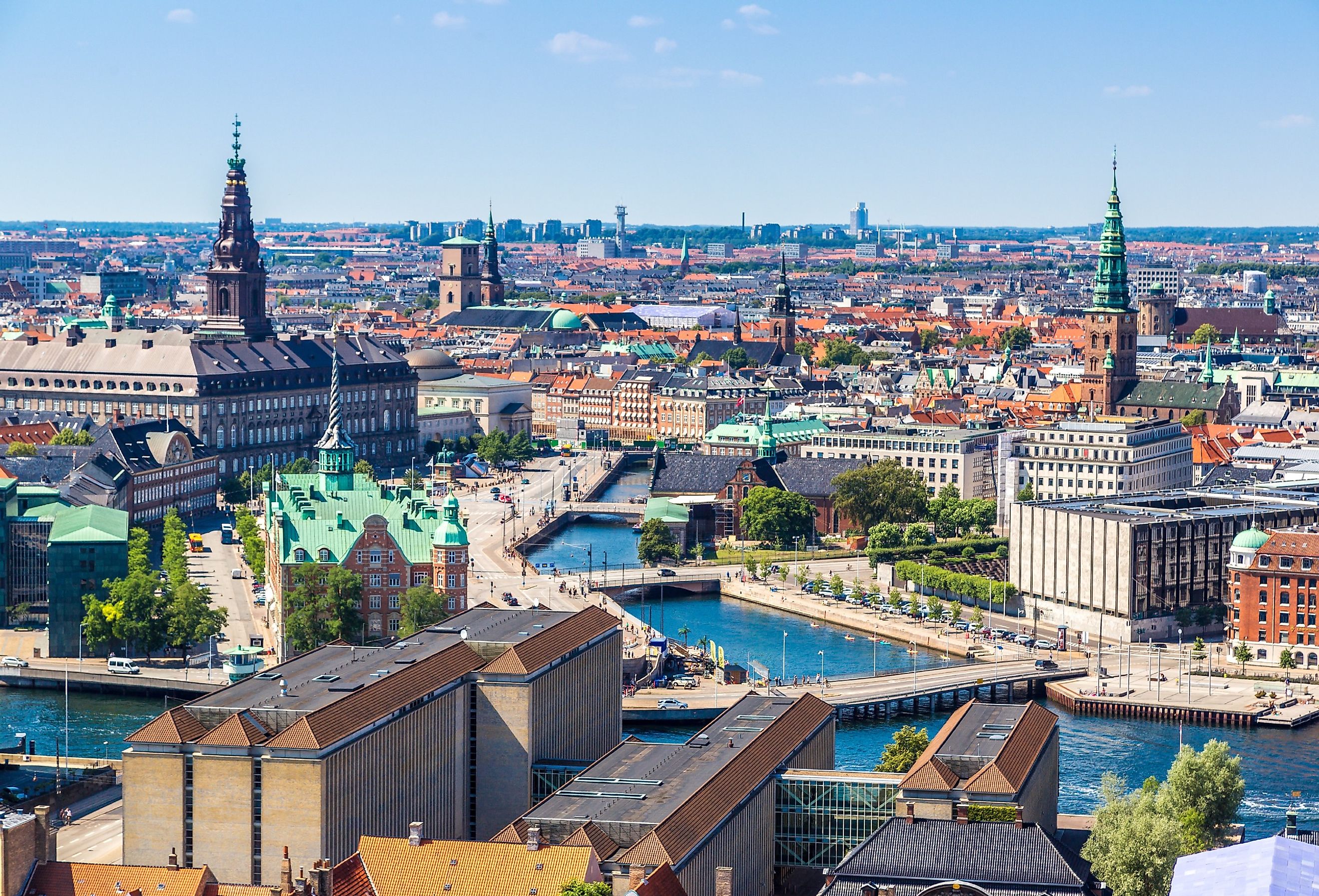 Aerial view of downtown Copenhagen, Denmark.