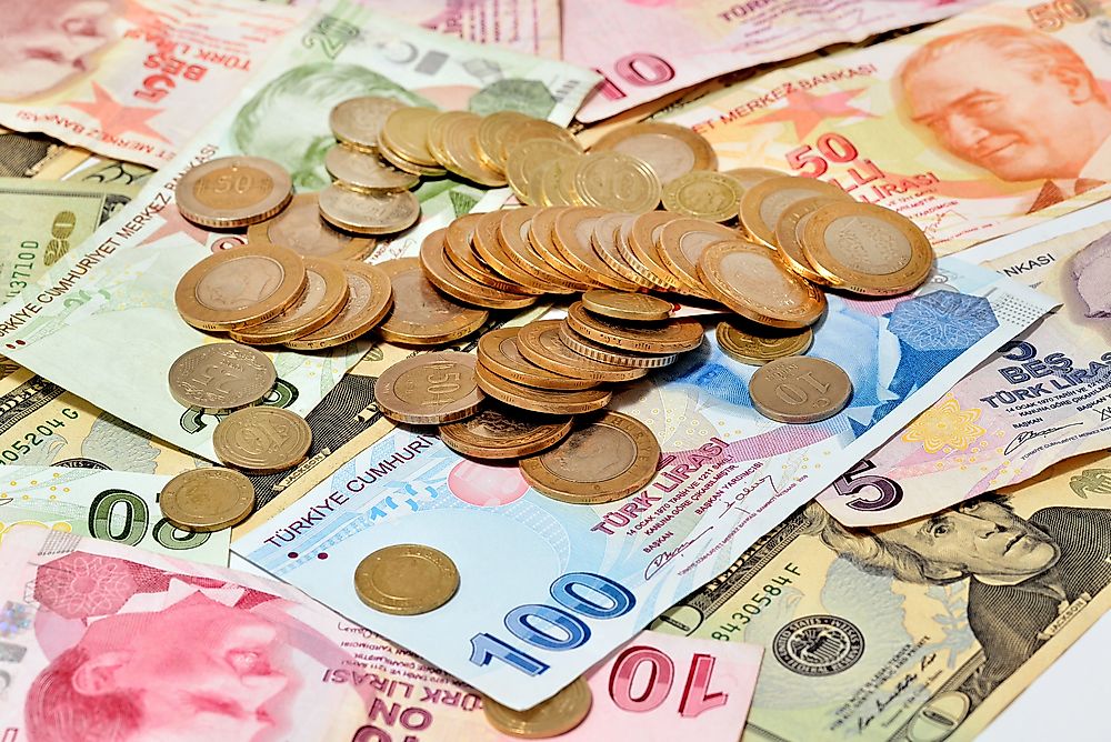 Turkish banknotes and coins.