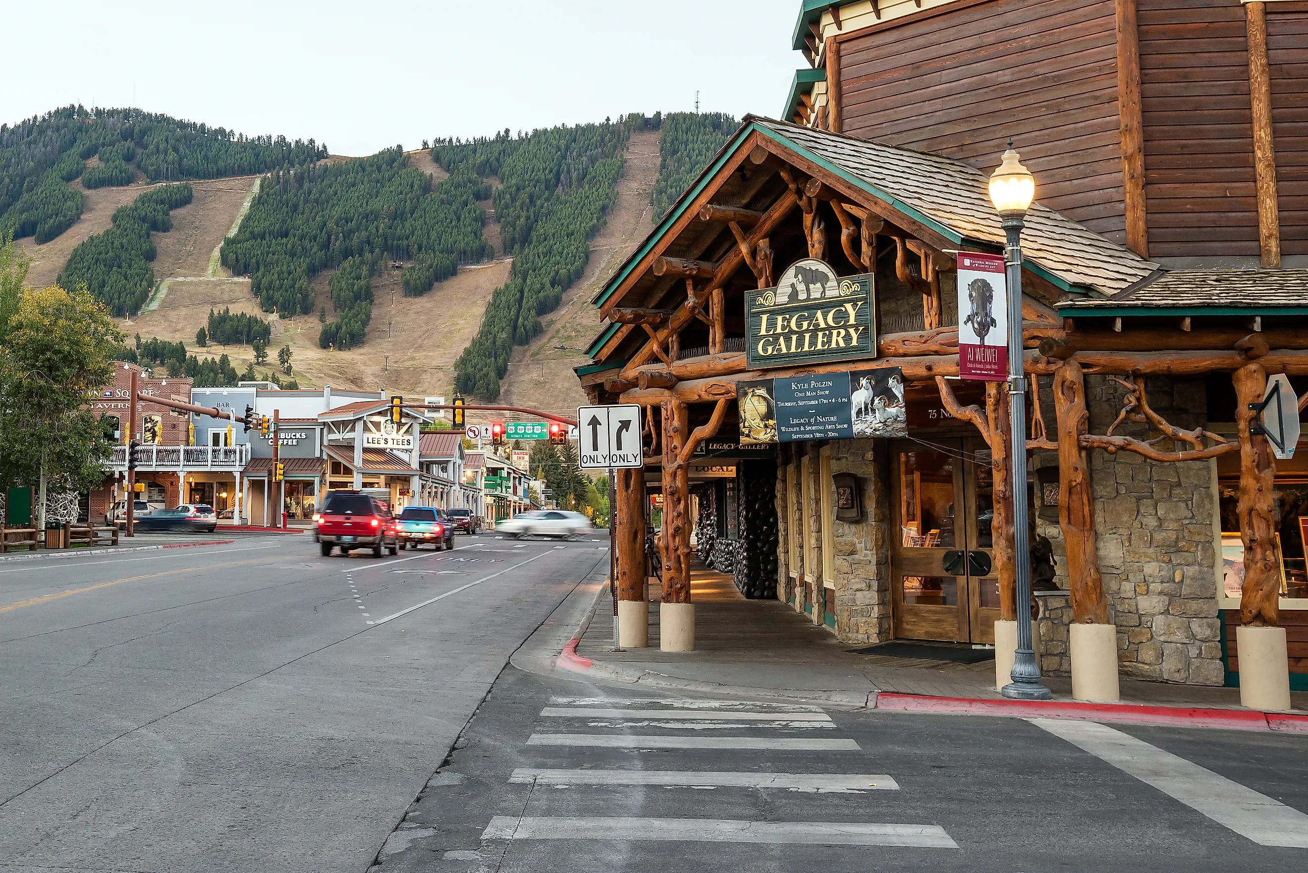 The charming downtown area of Jackson, Wyoming.
