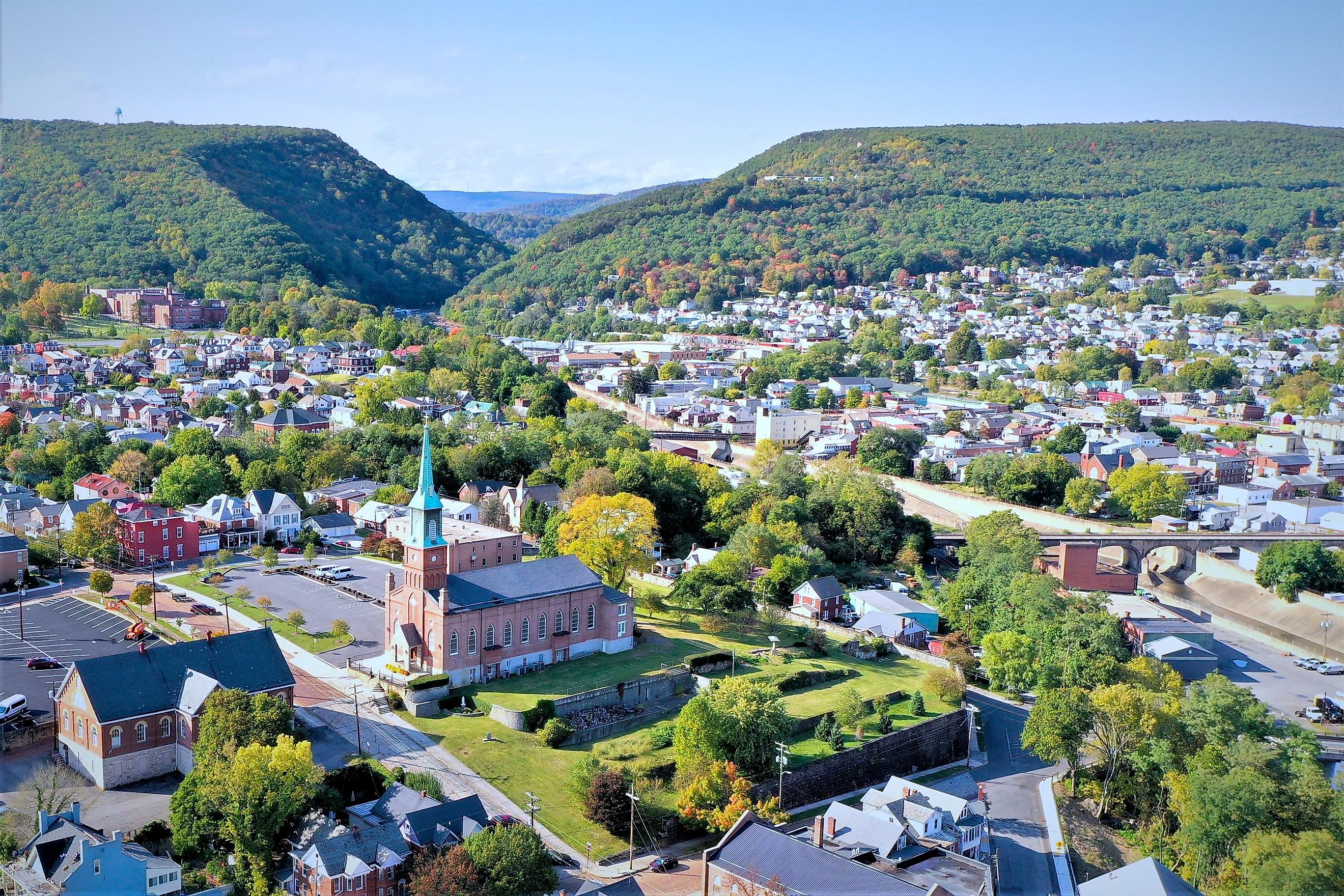 Aerial view of Cumberland, Maryland.