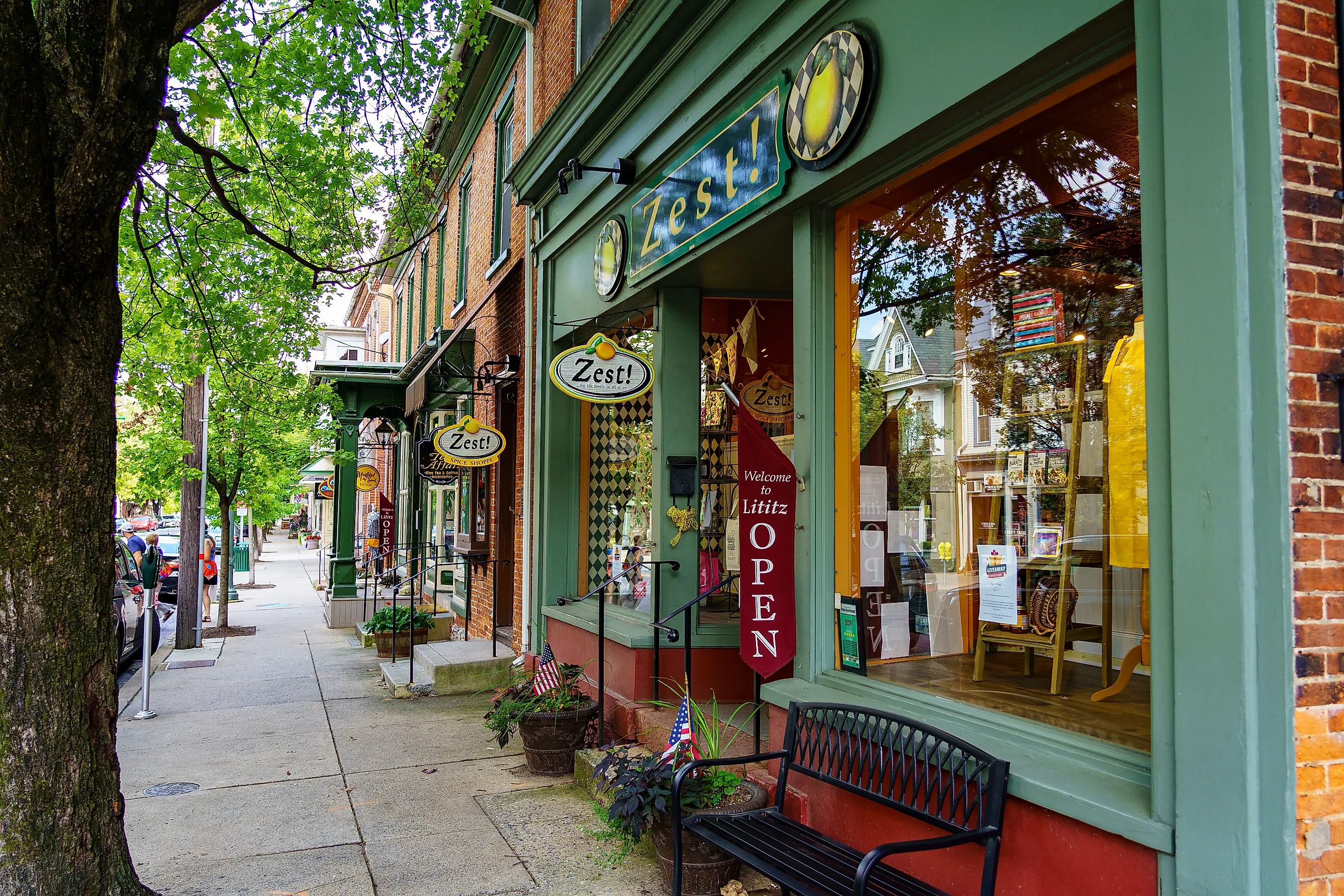 The downtown area of Lititz, Pennsylvania. Editorial credit: George Sheldon via Shutterstock.com.